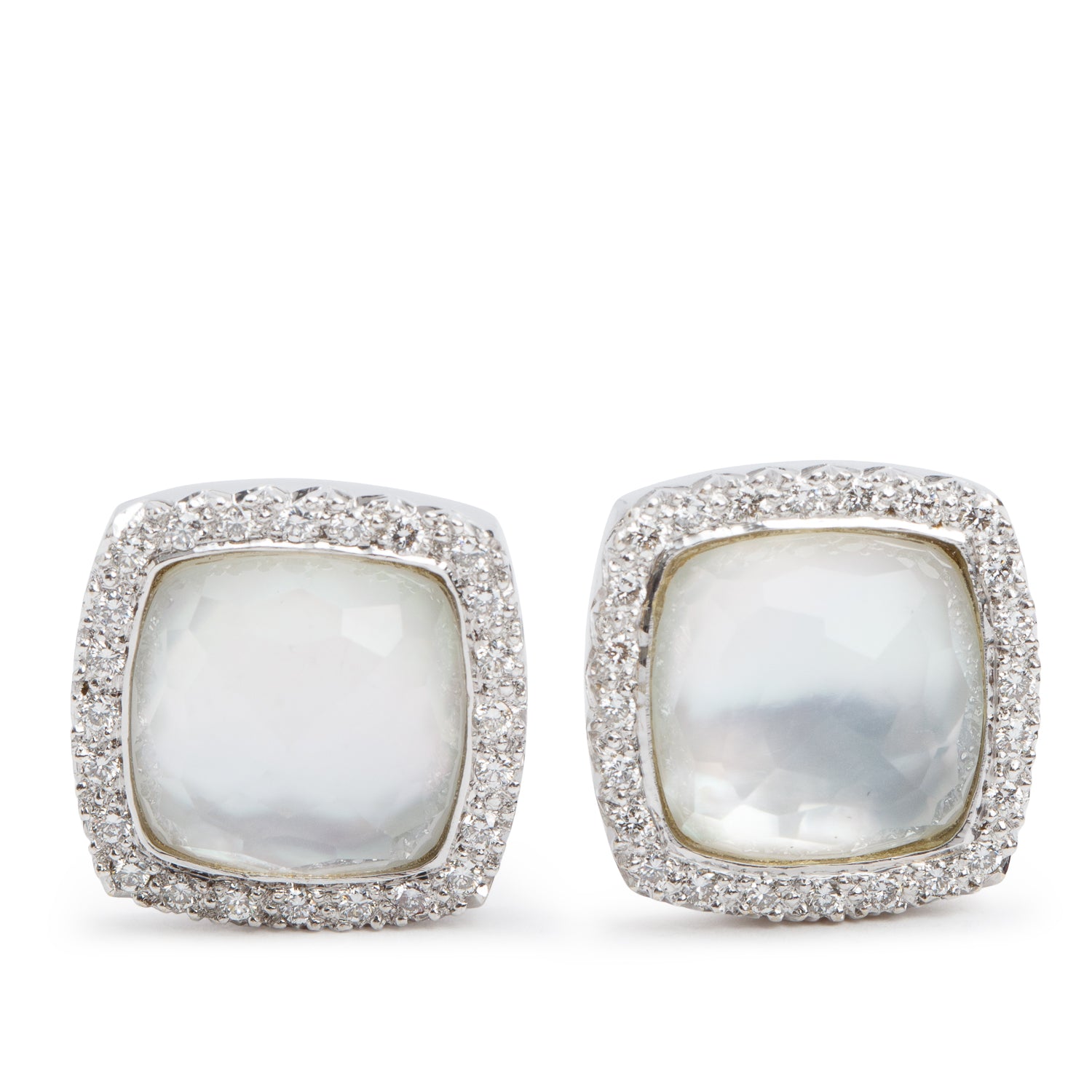 18k White Gold Mother of Pearl & Diamond Earrings