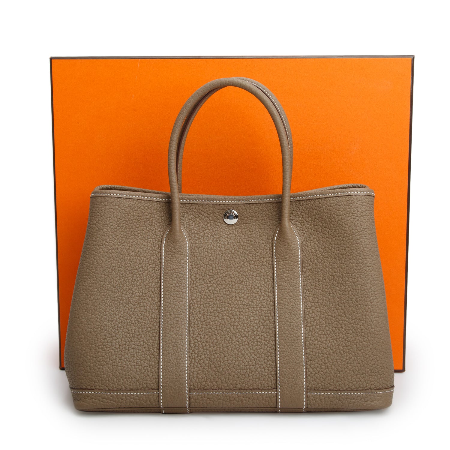 Hermes 2022 Etoupe Veau Negonda Garden Party 30 w/ Box & Receipt
