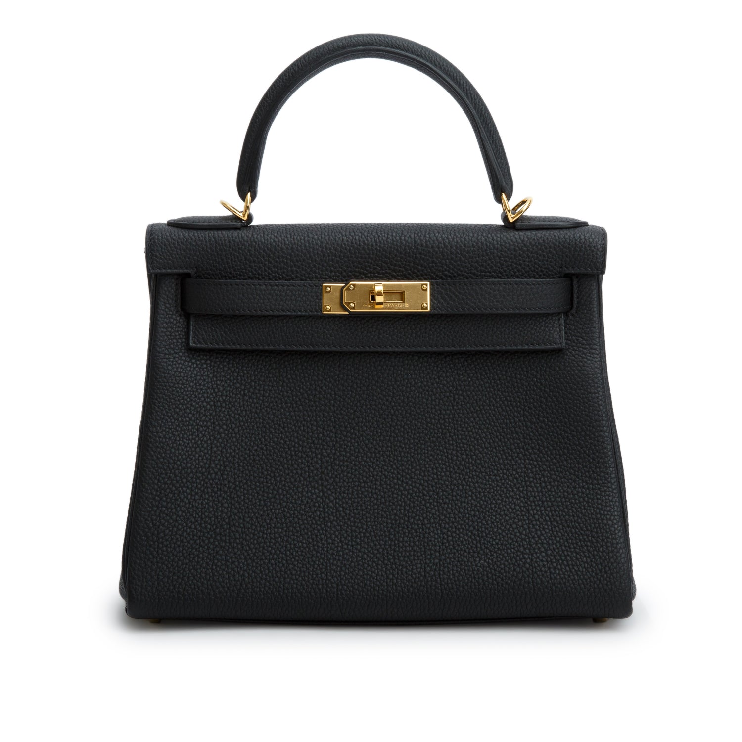 Hermes 2022 Noir Veau Togo Kelly II Retourne 28 w/ Box, Receipt & Strap