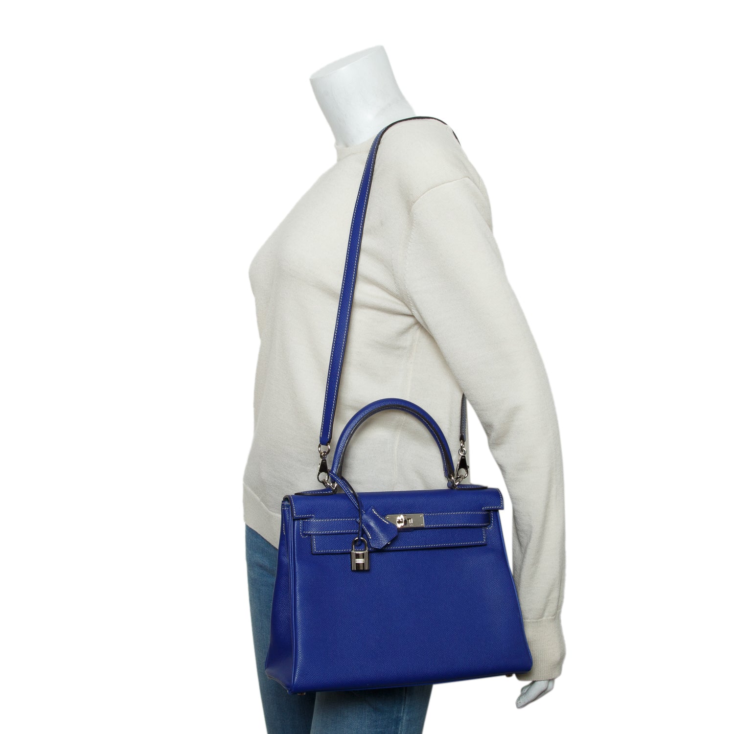Hermes Blue Electrique Epsom Kelly Retourne 28 w/ Strap