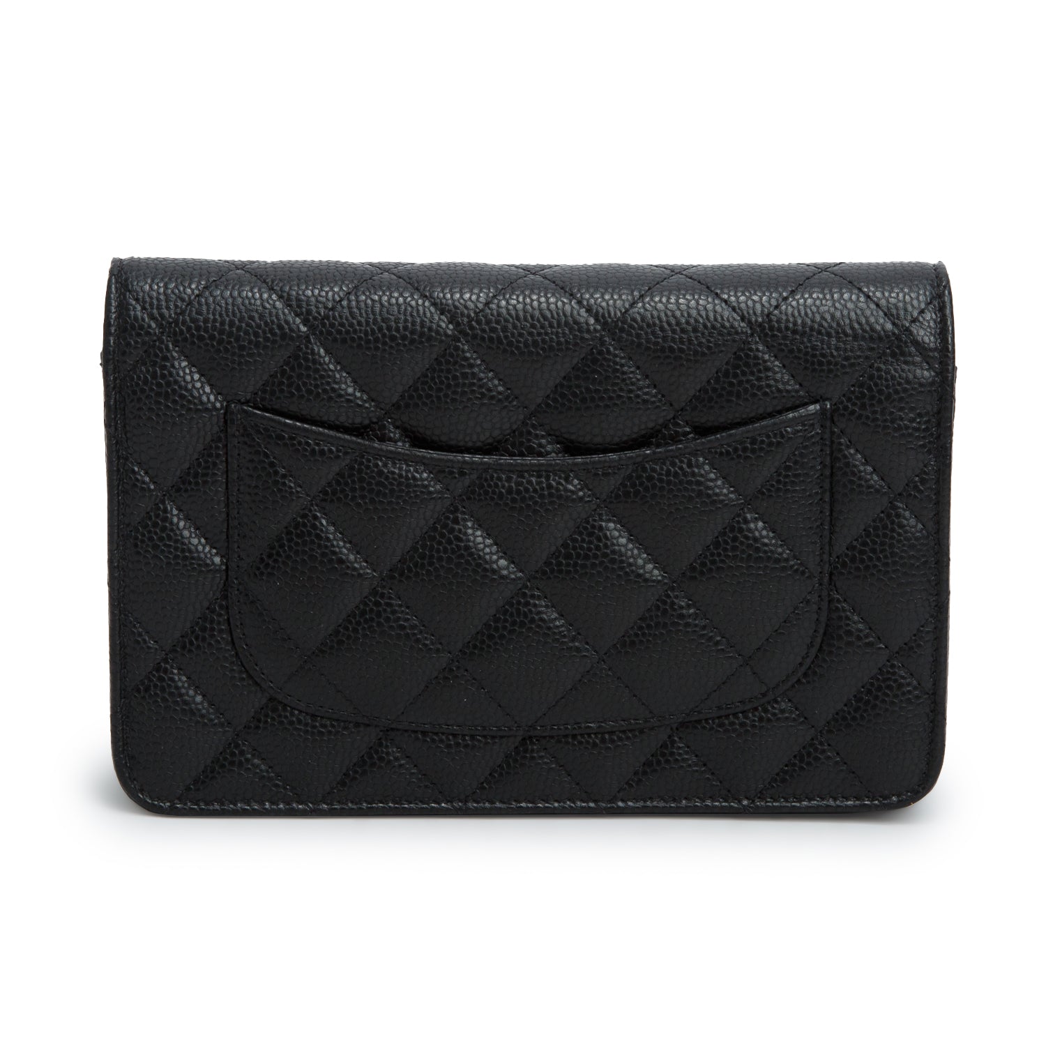 Chanel Black Caviar Quilted Classic Wallet on Chain w/ Box