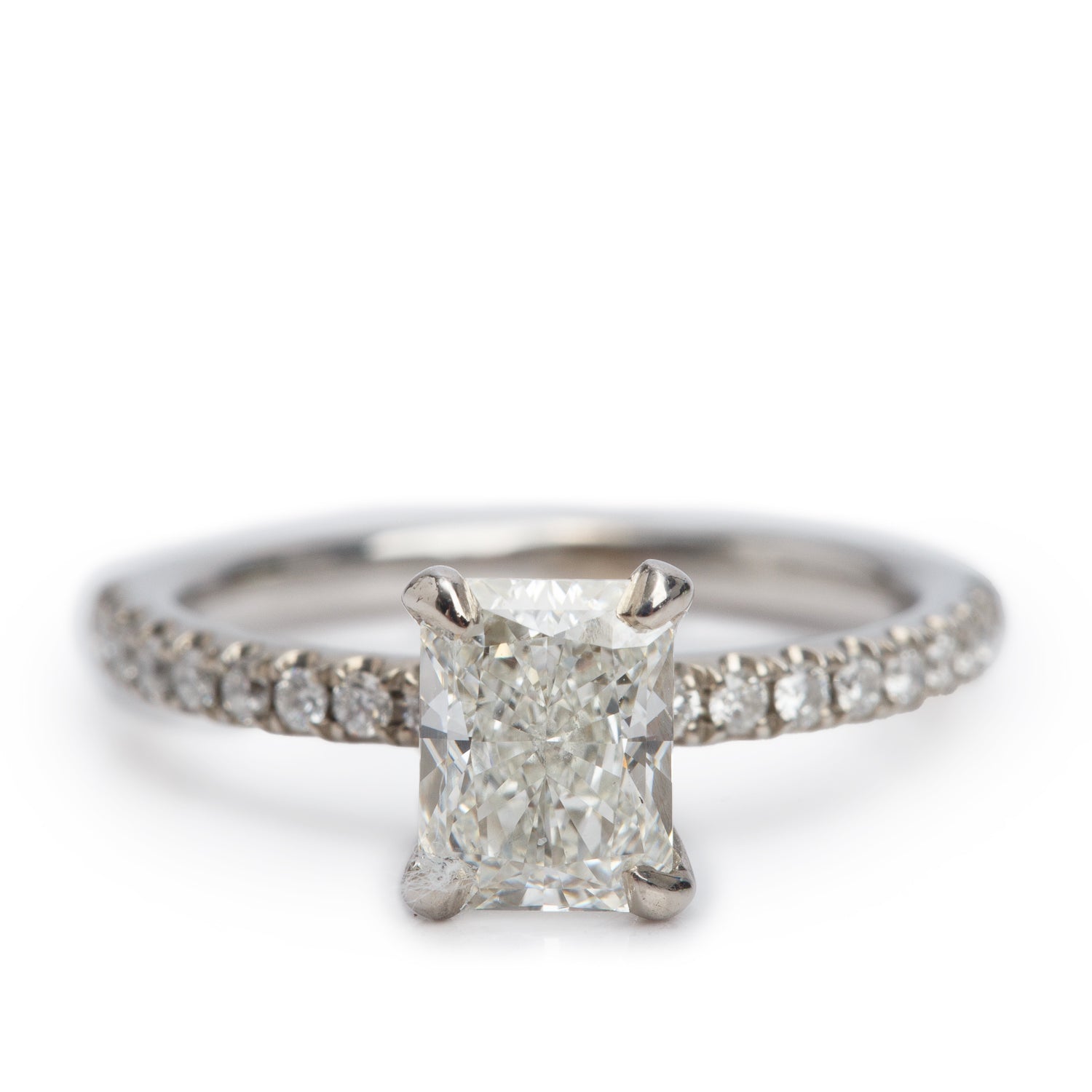 14k White Gold 1.02 ct. Radiant Cut Diamond Engagement Ring, Size 4.25 w/ GIA Certificate