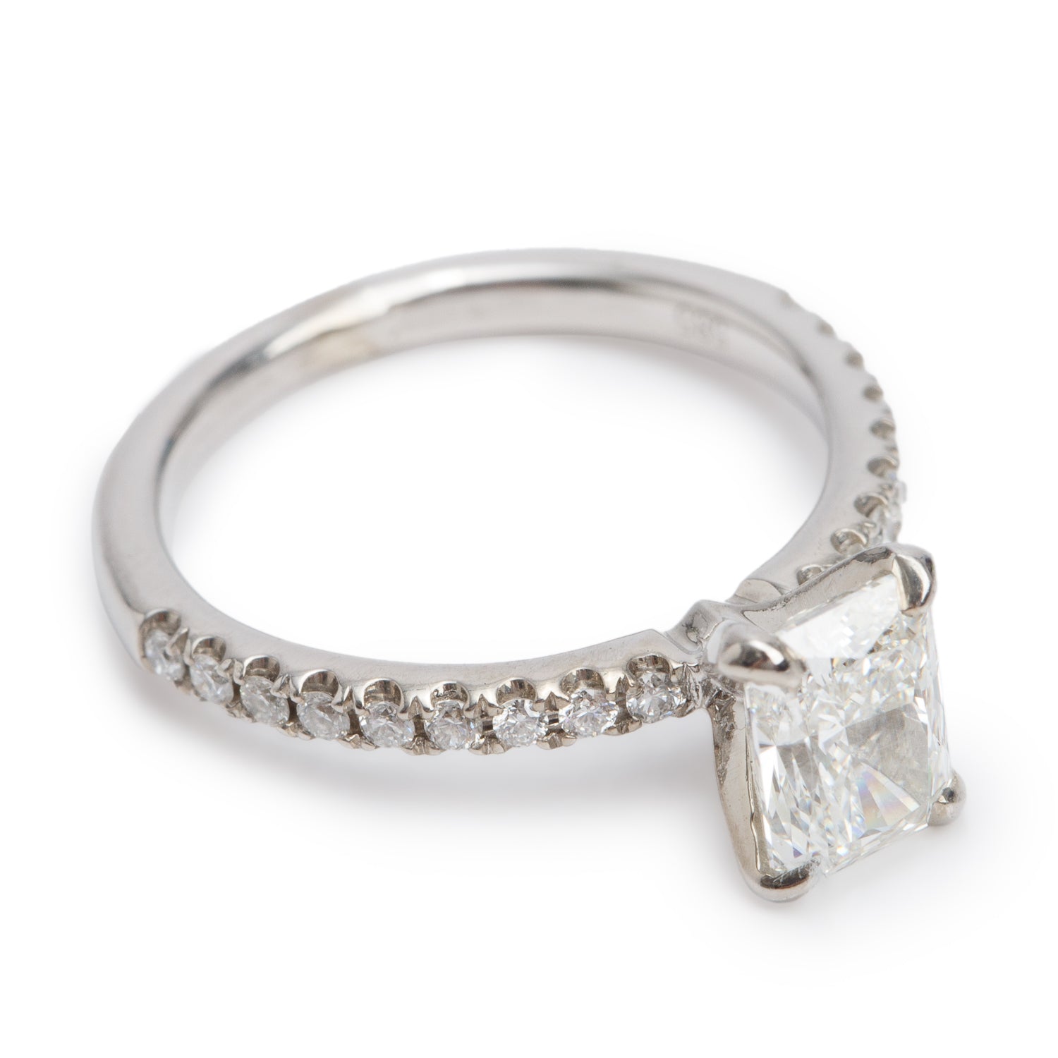 14k White Gold 1.02 ct. Radiant Cut Diamond Engagement Ring, Size 4.25 w/ GIA Certificate