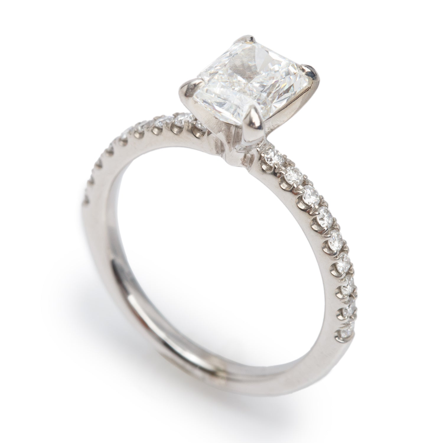 14k White Gold 1.02 ct. Radiant Cut Diamond Engagement Ring, Size 4.25 w/ GIA Certificate