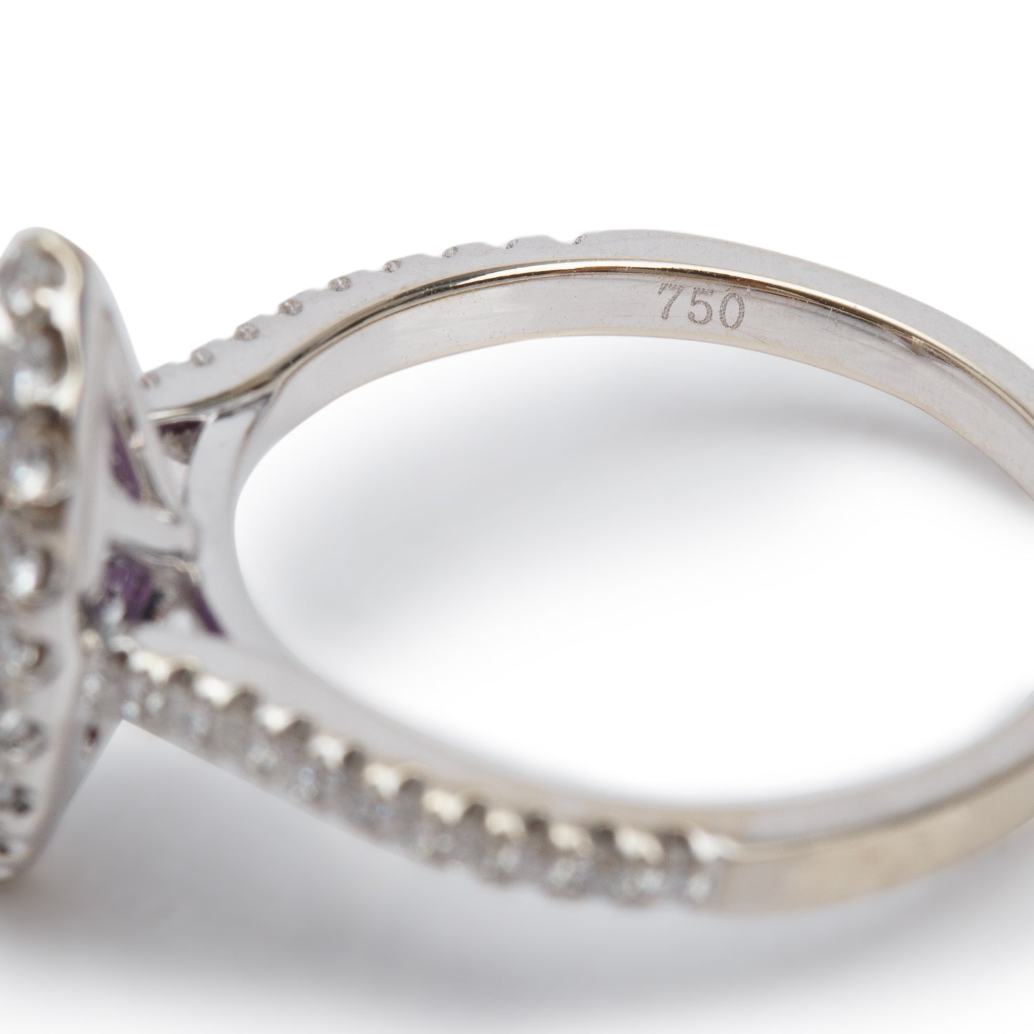 18k White Gold Amethyst & Diamond Ring, Size 6.5