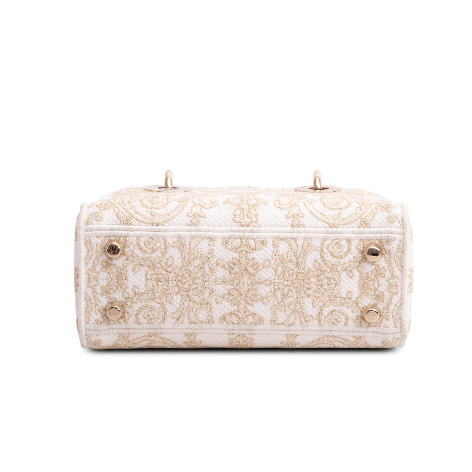 Christian Dior 2025 White & Gold Canvas Dioresque Embroidered Small Lady D-Lite w/ Box, Receipt & Strap