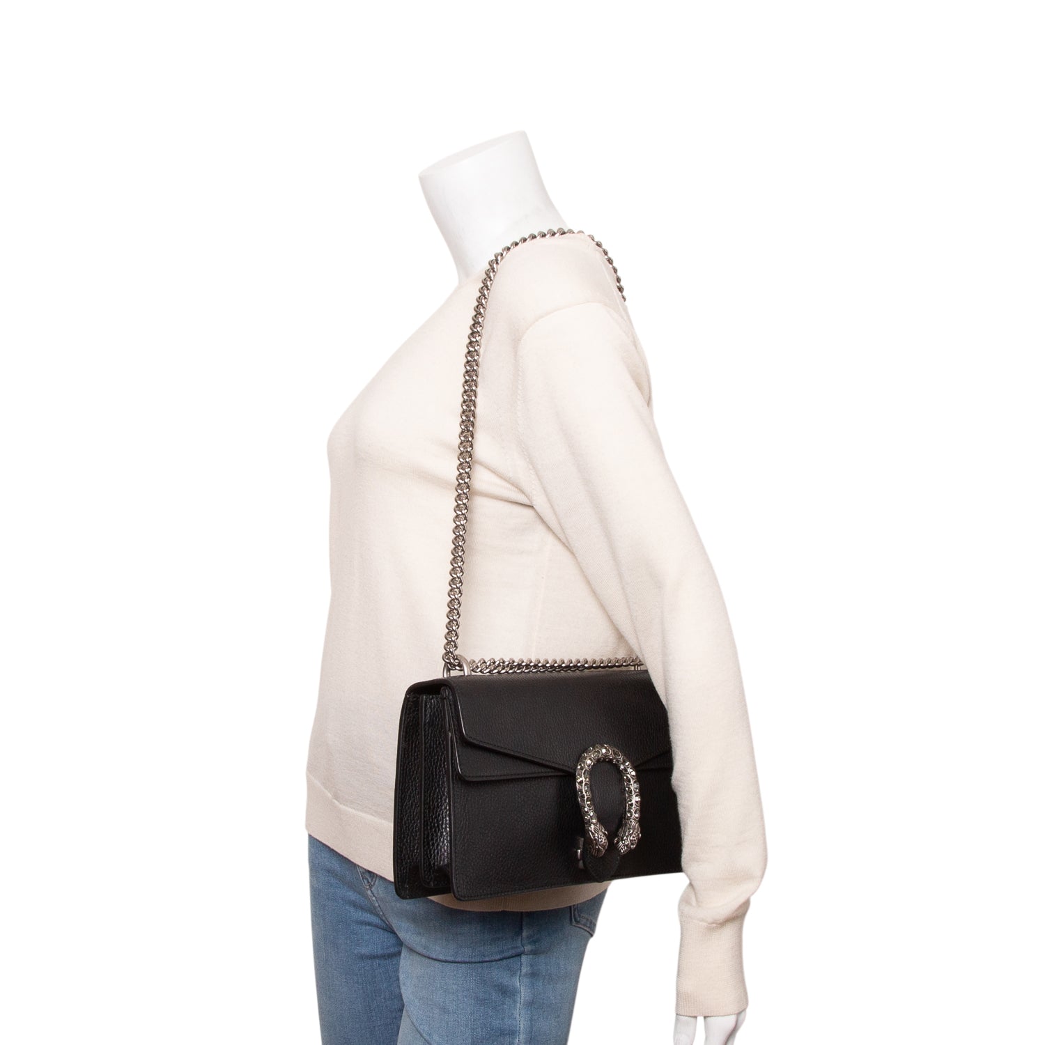 Gucci Black Pebbled Calfskin Small Dionysus Shoulder Bag