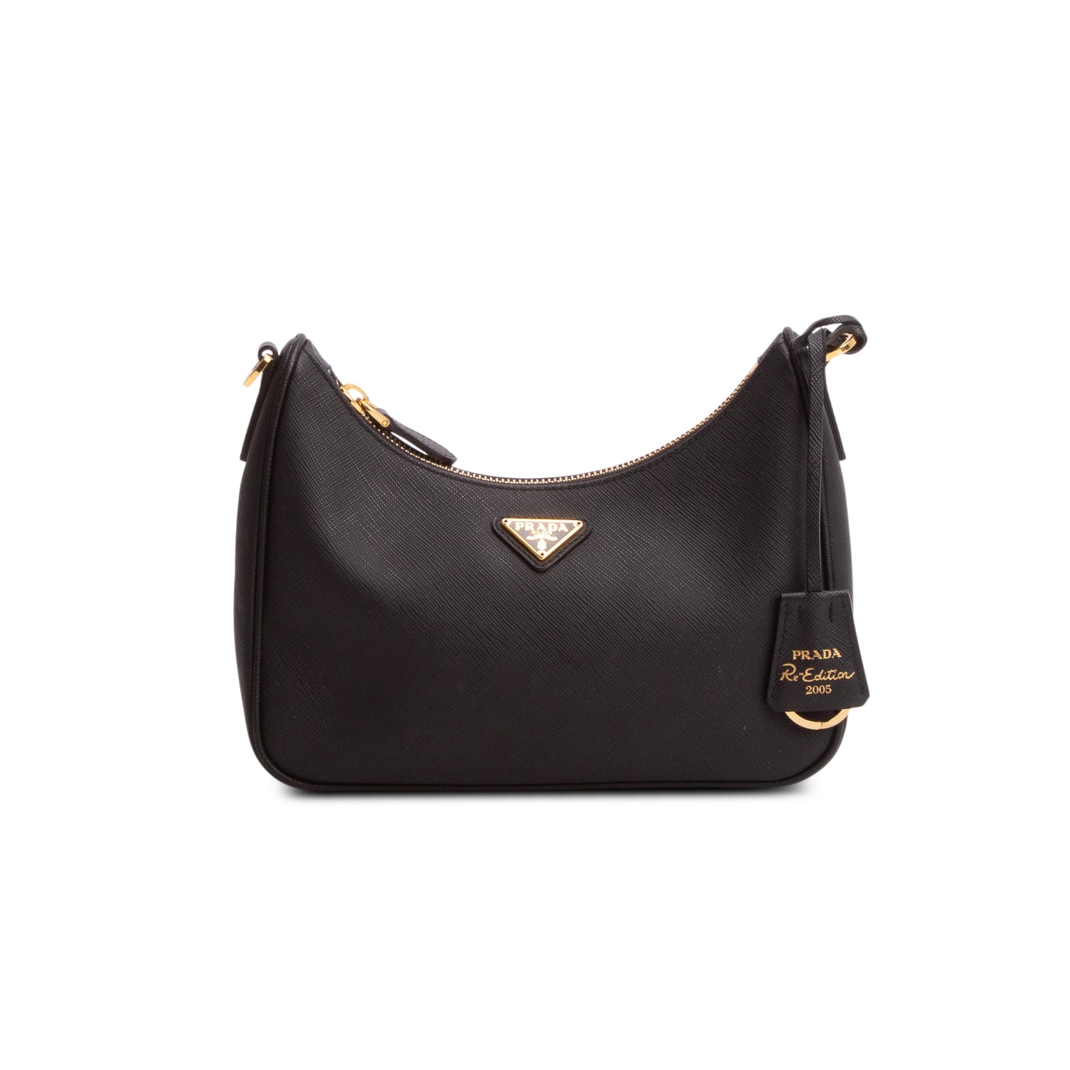 Prada 2021 Black Saffiano Lux Re-Edition 2005 Shoulder Bag w/ Box, Straps & Receipt