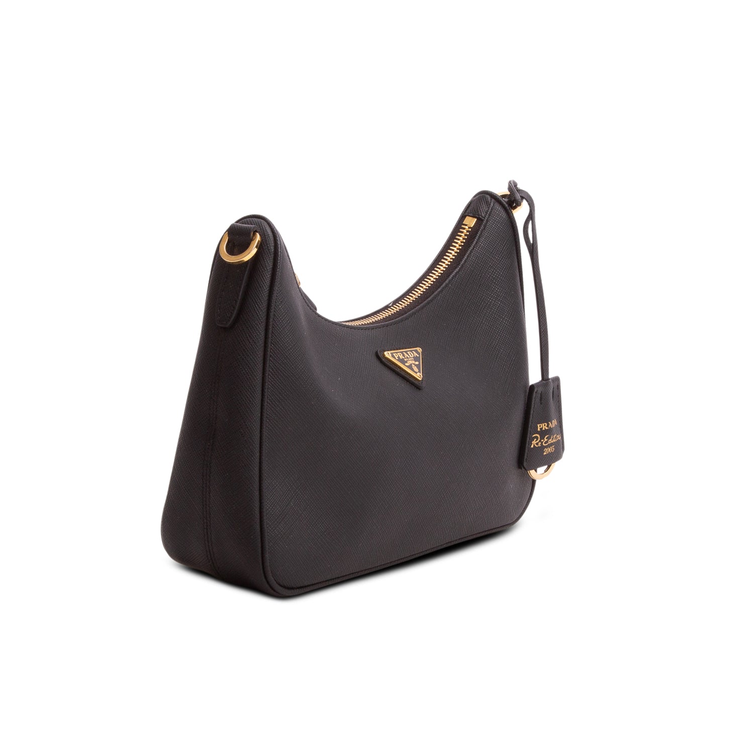 Prada 2021 Black Saffiano Lux Re-Edition 2005 Shoulder Bag w/ Box, Straps & Receipt