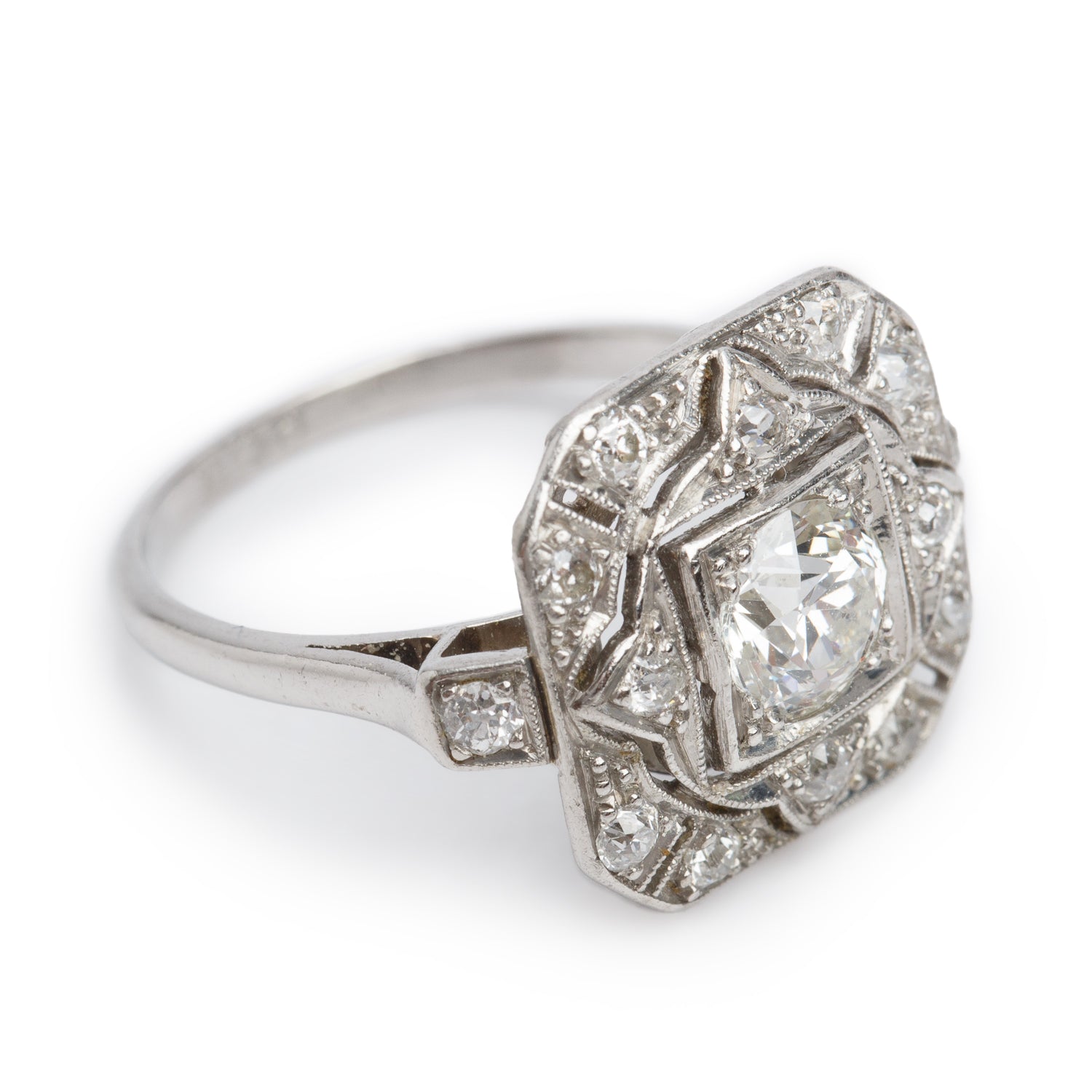 Antique Platinum Diamond Art Deco Ring, Size 6.25