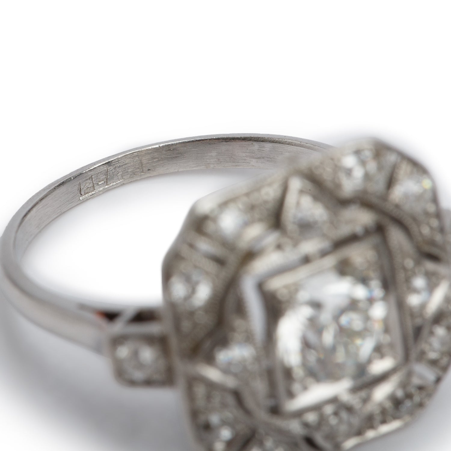 Antique Platinum Diamond Art Deco Ring, Size 6.25
