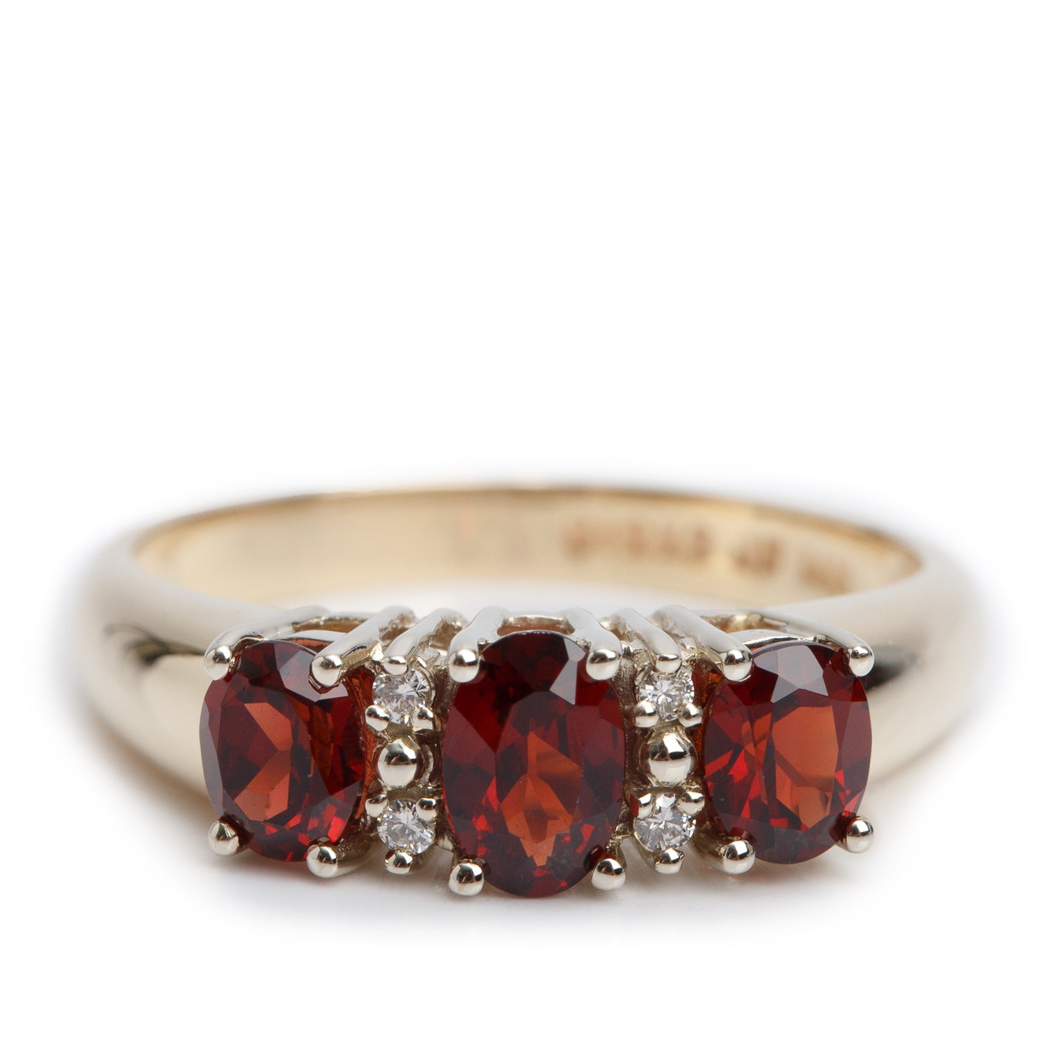 Birks 14k Yellow Gold Almandite & Diamond Ring, Size 7.75