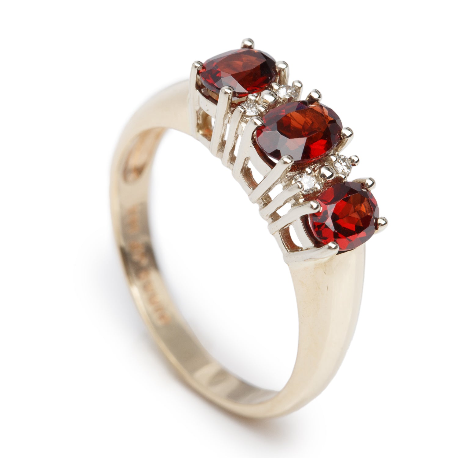 Birks 14k Yellow Gold Almandite & Diamond Ring, Size 7.75