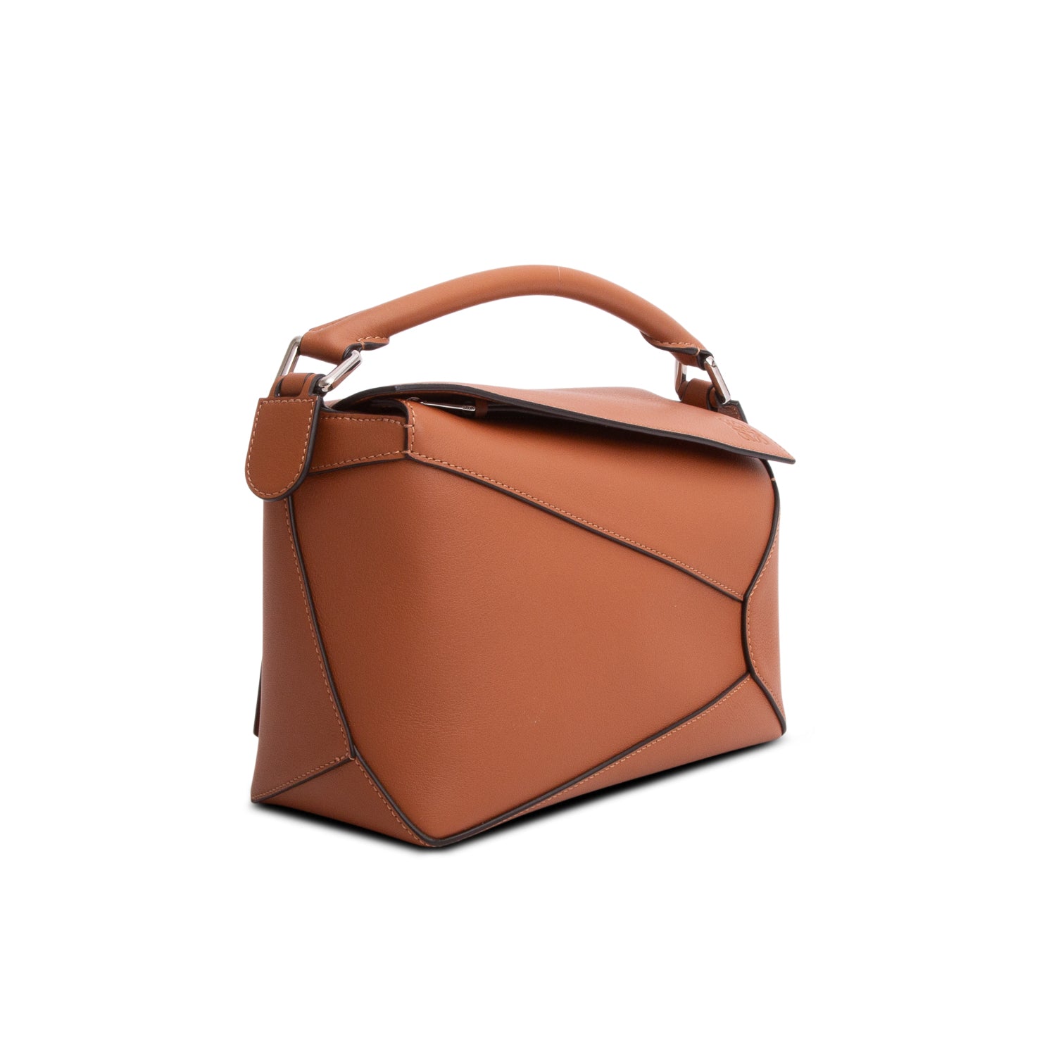 Loewe Brown Calfskin Leather Small Puzzle Edge Bag w/ Strap