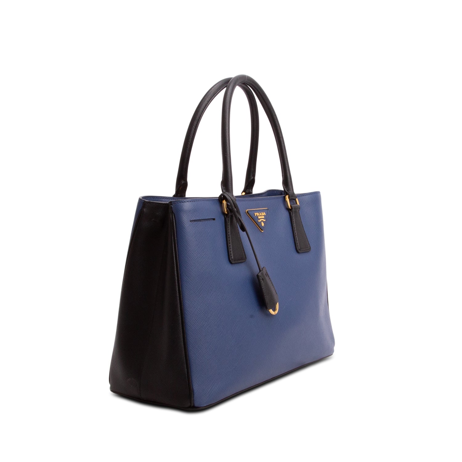 Prada Blue & Black Saffiano Lux Medium Galleria Tote w/ Strap & Authenticity Card
