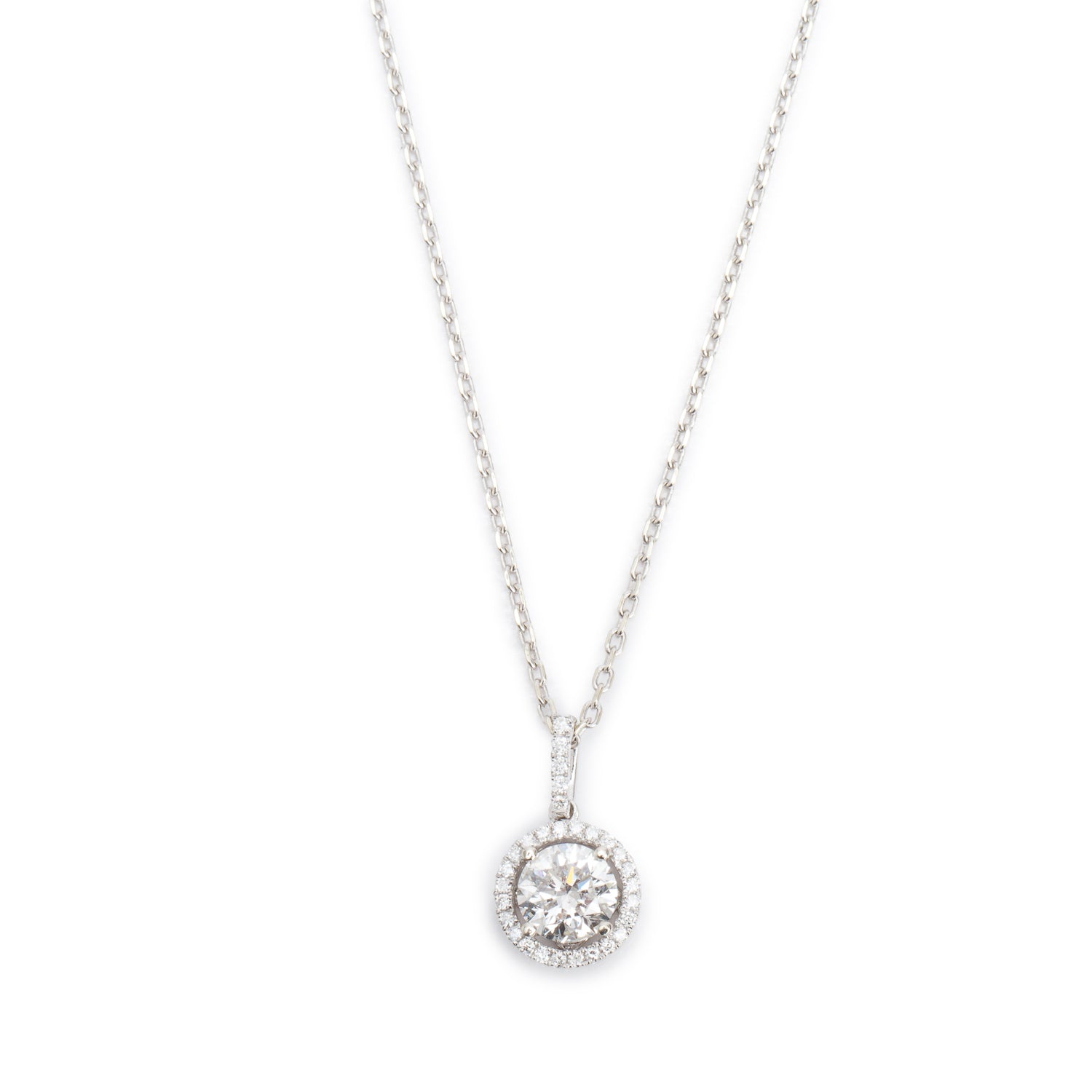 14k White Gold Diamond Pendant Necklace