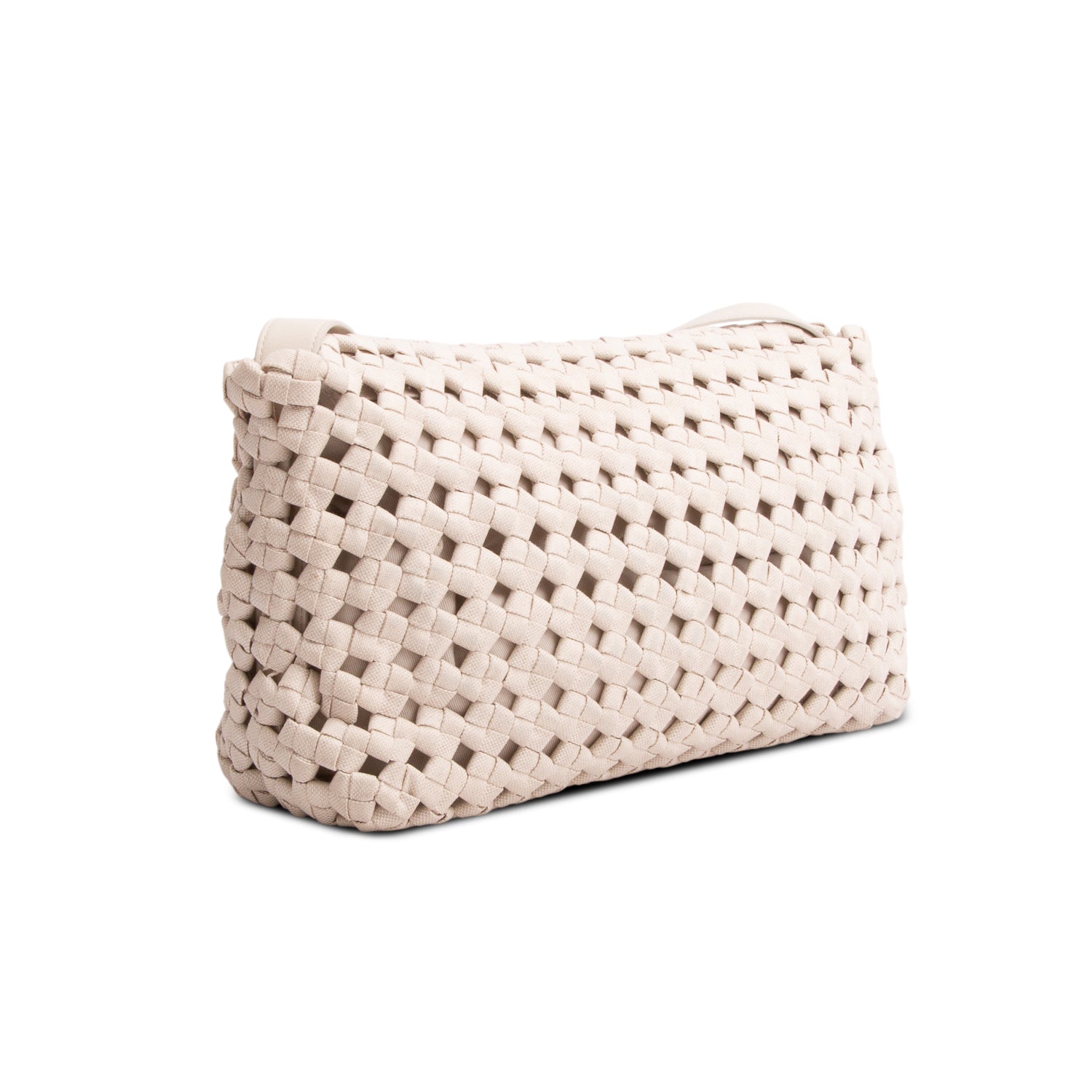 Bottega Veneta White Linen Window Crochet Crossbody Bag w/ Pouch