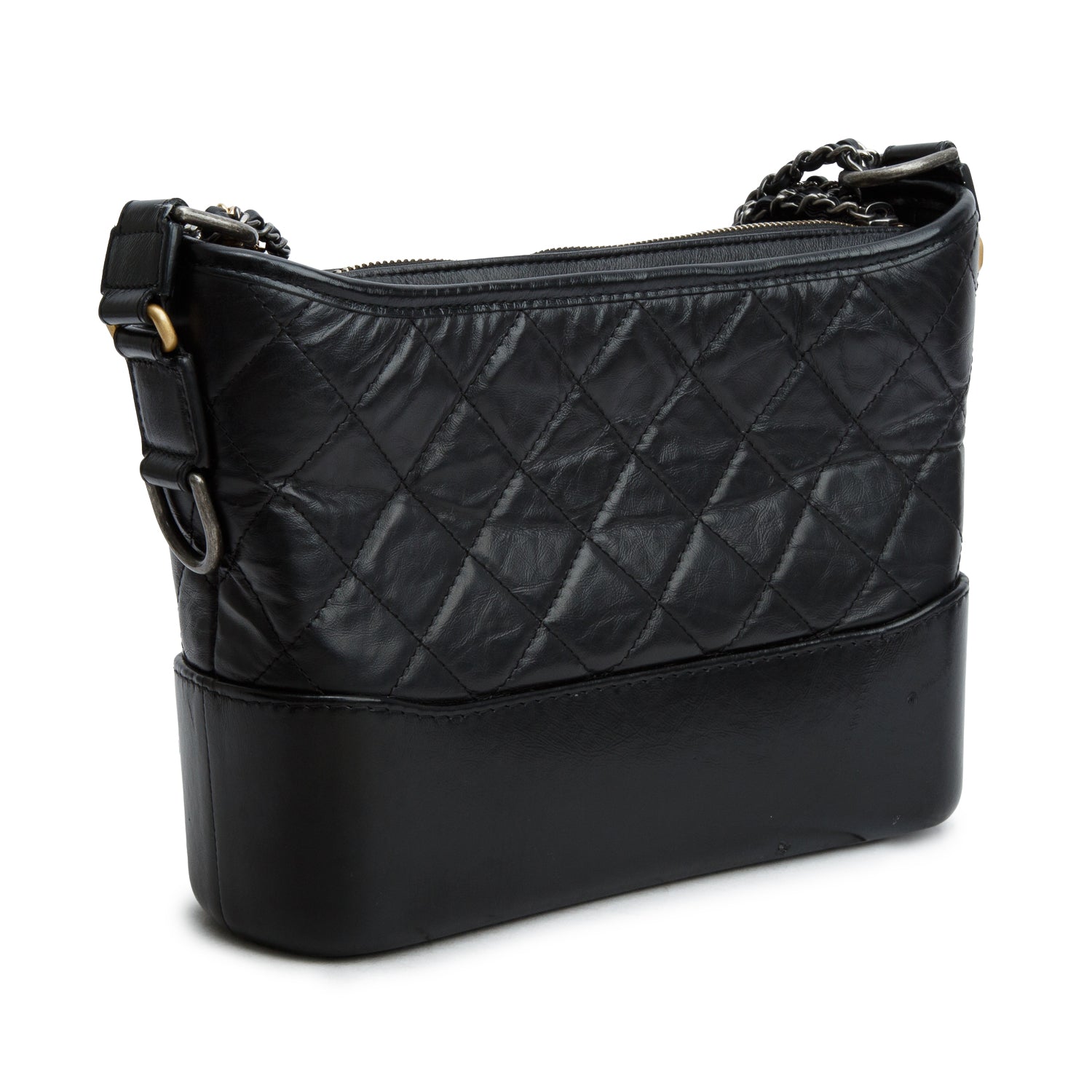 Chanel Black Aged Calfskin Leather Small Gabrielle Hobo