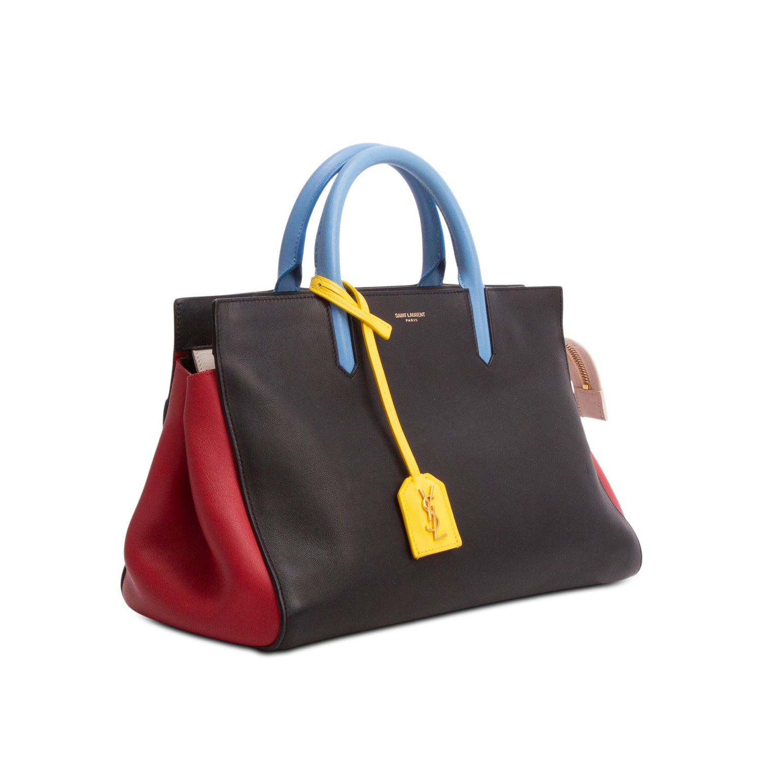 Saint Laurent Multicolor Calfskin Small Cabas Rive Gauche Tote w/ Strap
