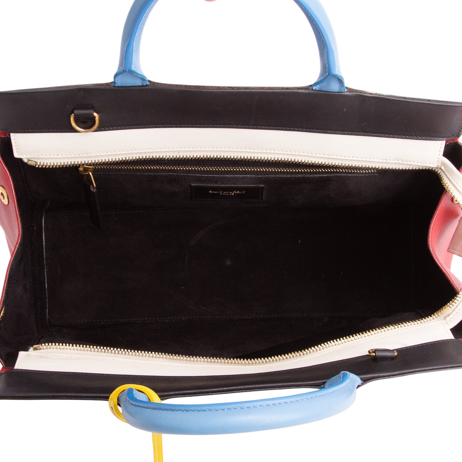 Saint Laurent Multicolor Calfskin Small Cabas Rive Gauche Tote w/ Strap