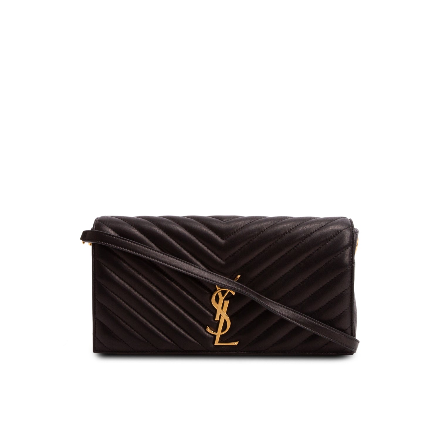 Saint Laurent 2021 Black Lambskin Matelasse Kate 99 Clutch w/ Box & Strap