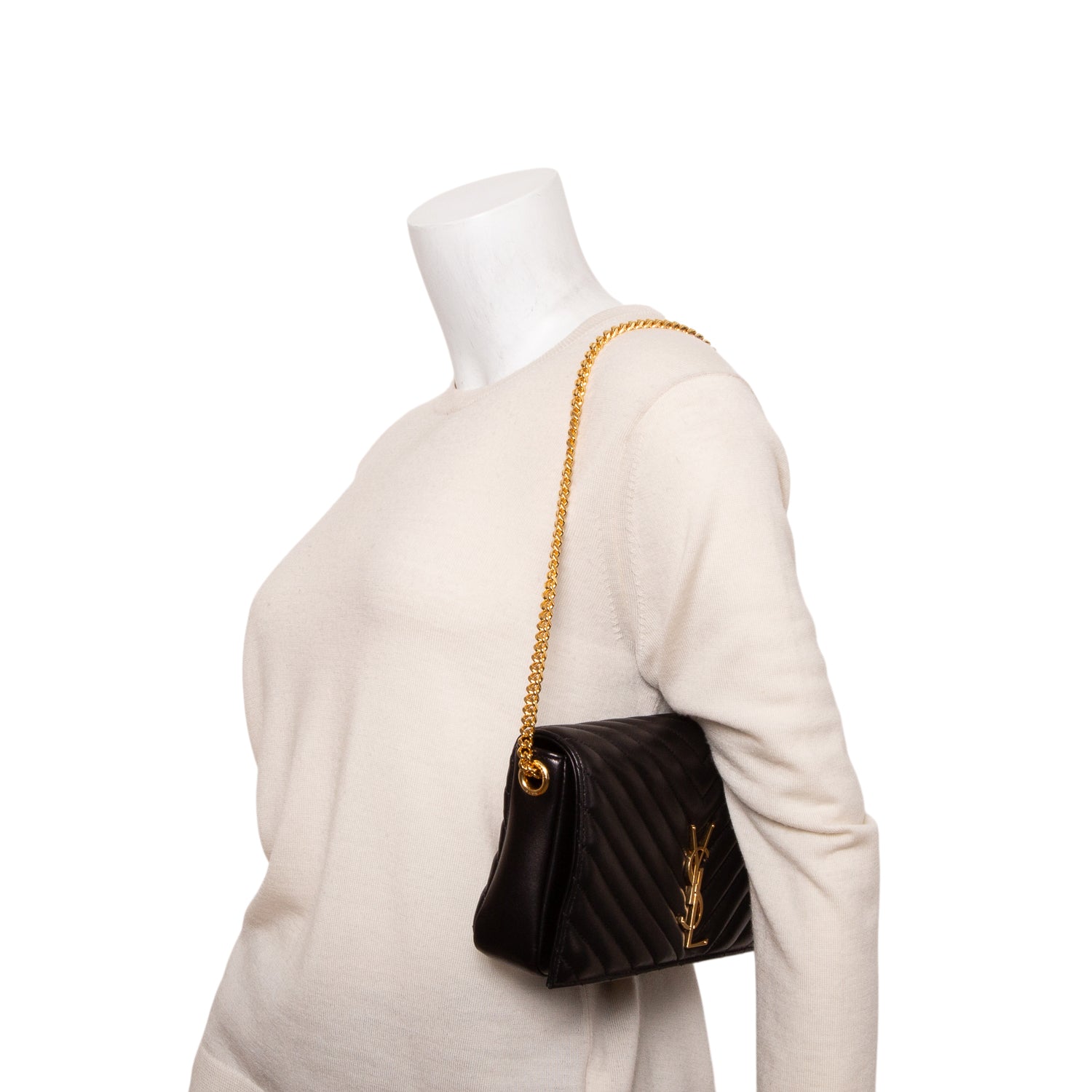 Saint Laurent 2021 Black Lambskin Matelasse Kate 99 Clutch w/ Box & Strap