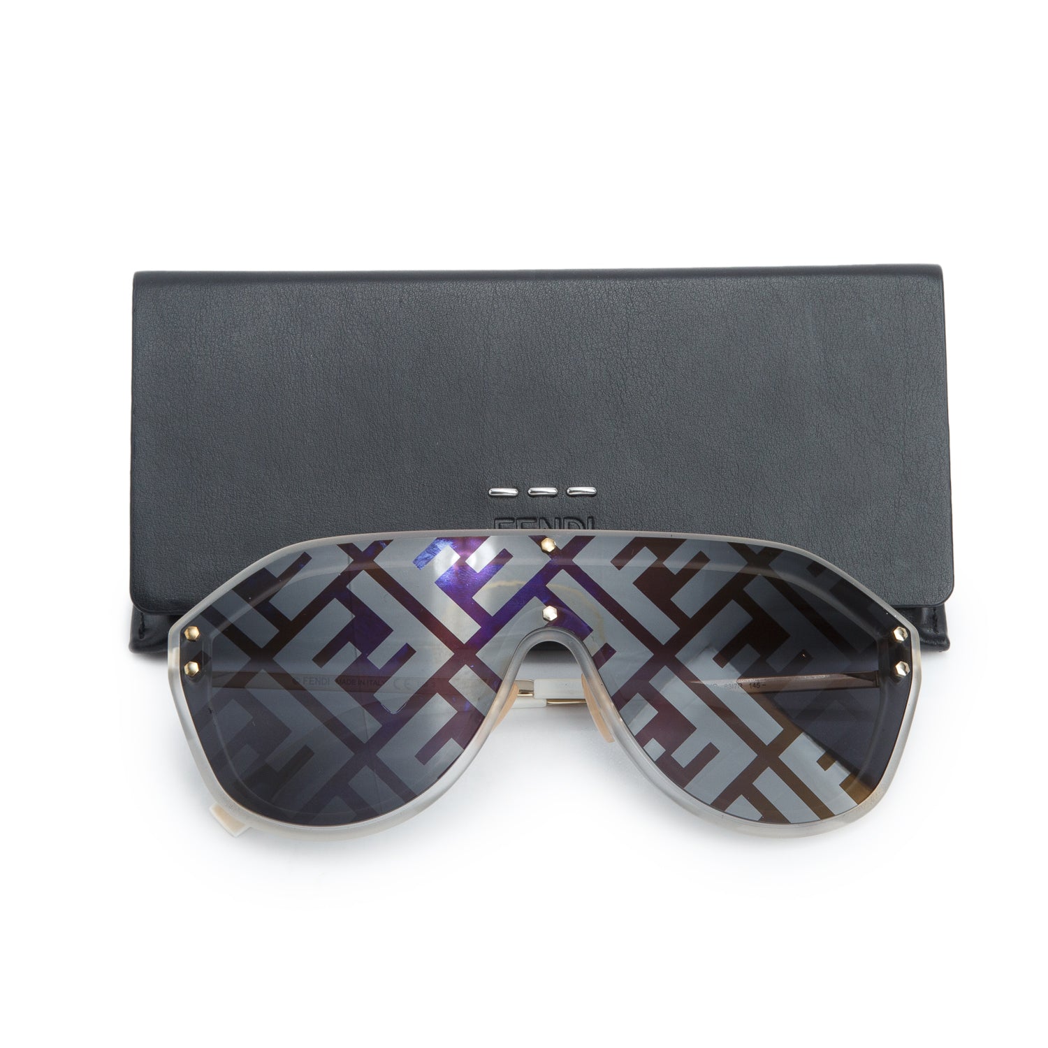 Fendi M0039/G/S Black FF Print Fabulous Shield Sunglasses w/ Case & Authenticity Card