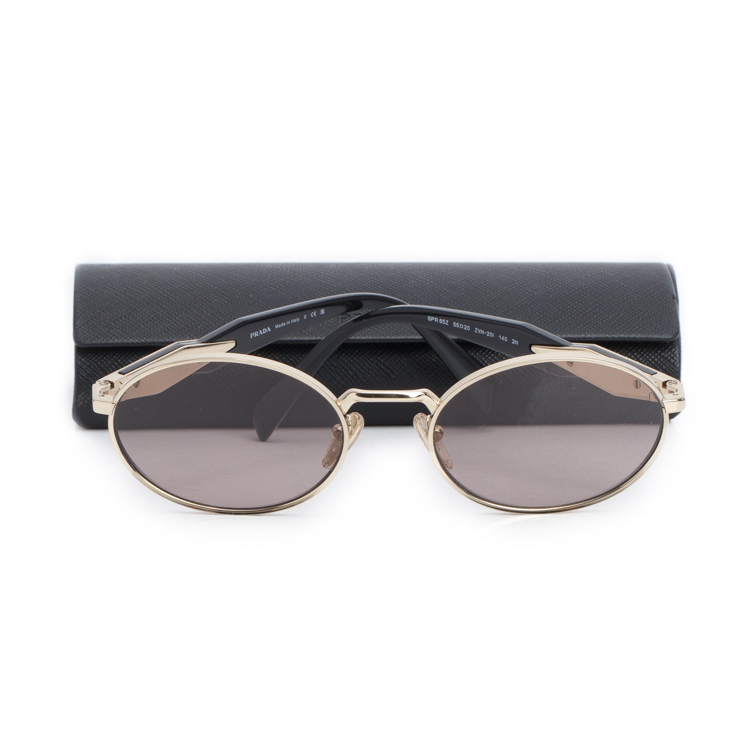 Prada SPR 65Z Gold/Pink Metal Oval Sunglasses w/ Case