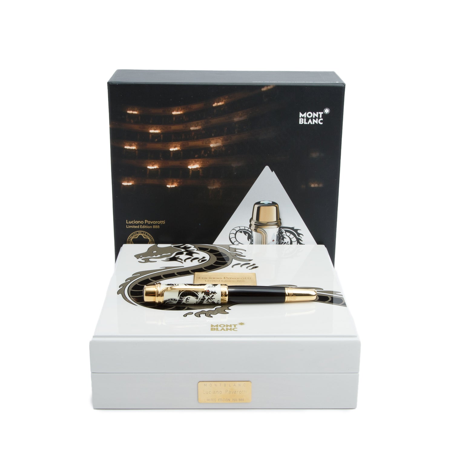 Montblanc 18k Yellow Gold Limited Edition Patron of Art Luciano Pavarotti 888 Fountain Pen w/ Box & Receipt