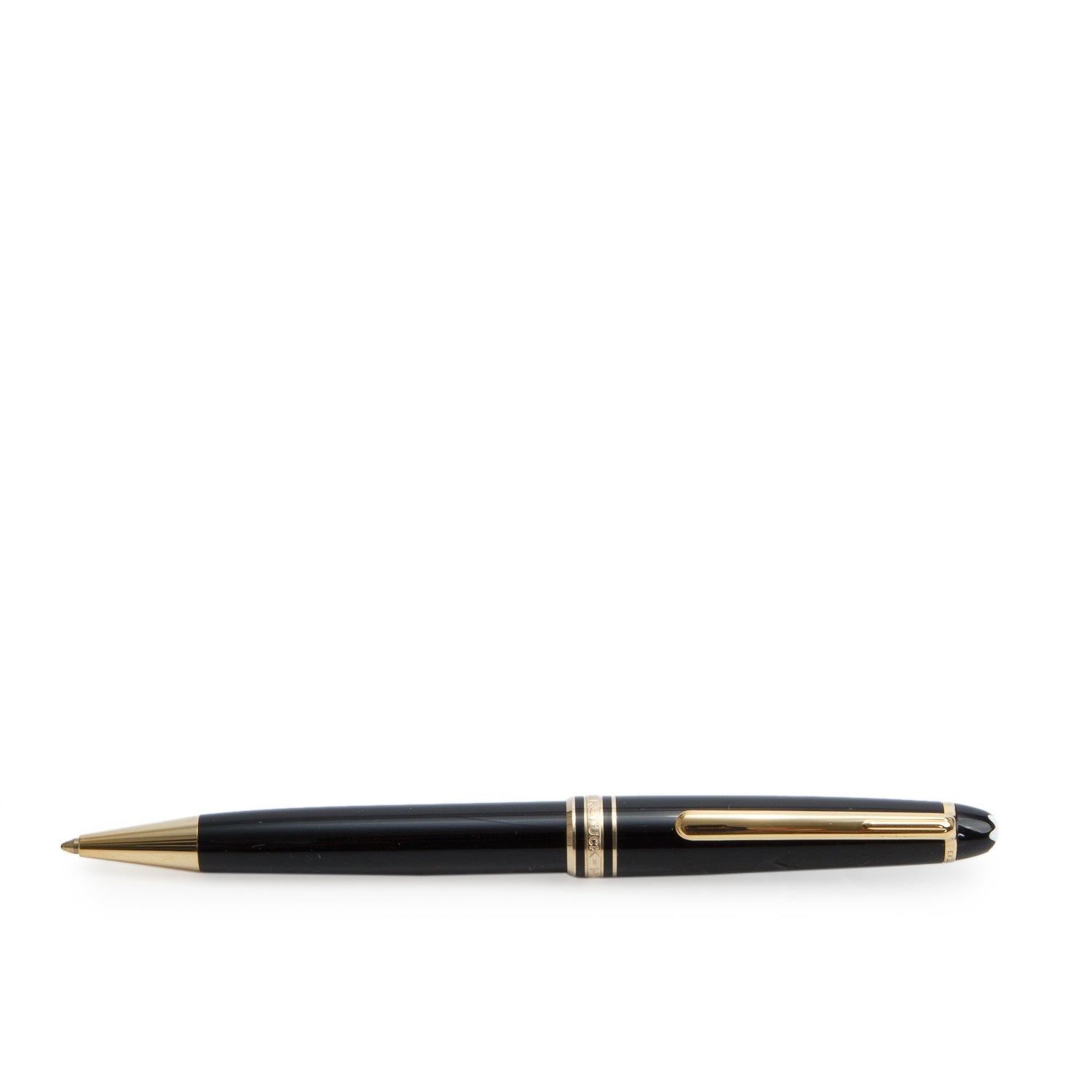 Montblanc Yellow Gold Coated Meisterstuck Classique Black Resin Ballpoint Pen w/ Box