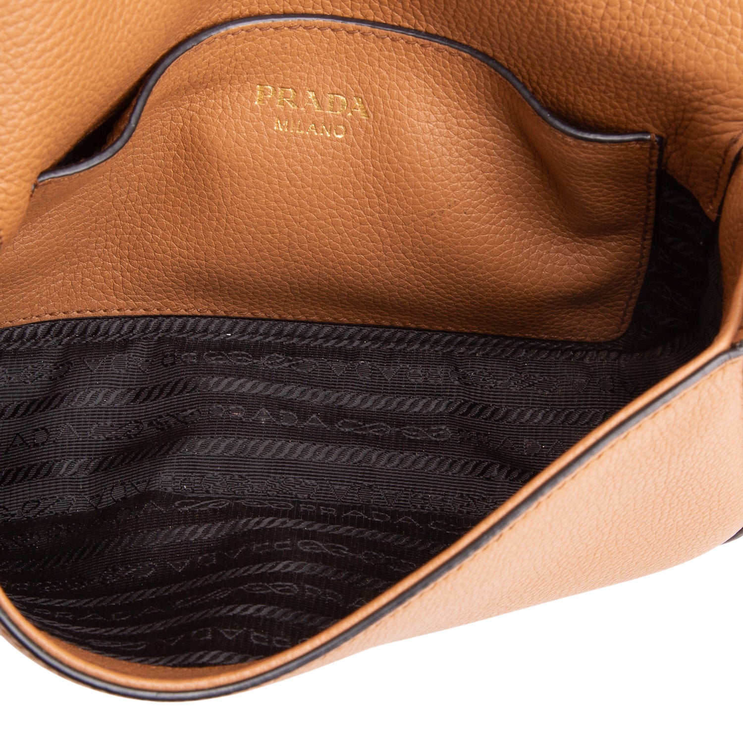 Prada Brown Vitello Daino Flap Crossbody