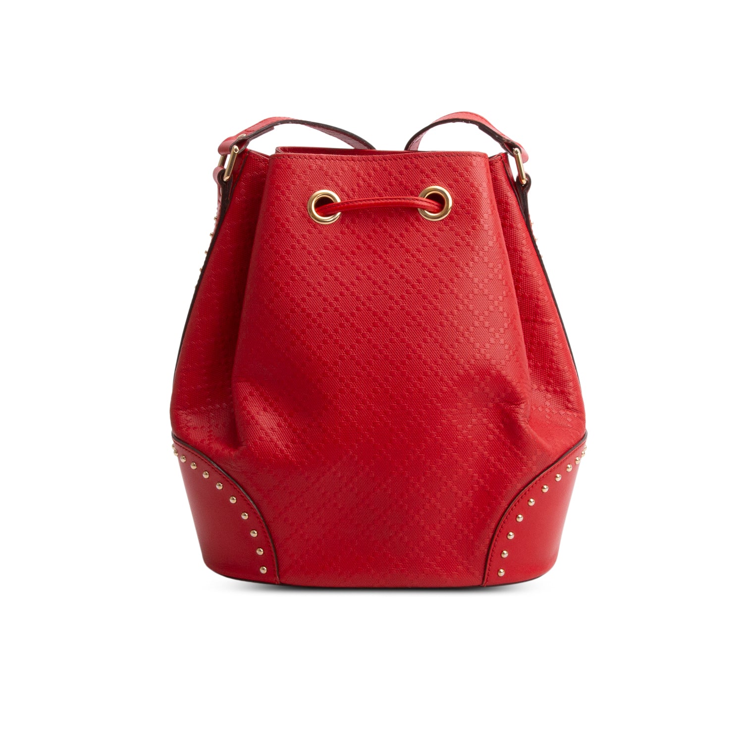 Gucci Red Hilary Lux Diamante Studded Medium Bucket Bag