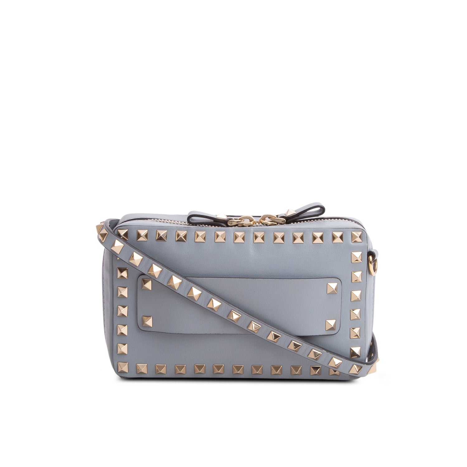 Valentino Blue Calfskin Rockstud Camera Crossbody Bag