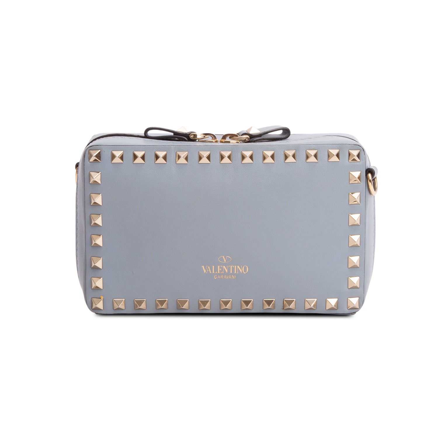 Valentino Blue Calfskin Rockstud Camera Crossbody Bag
