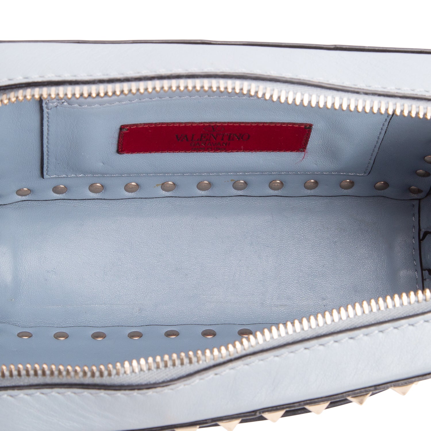 Valentino Blue Calfskin Rockstud Camera Crossbody Bag