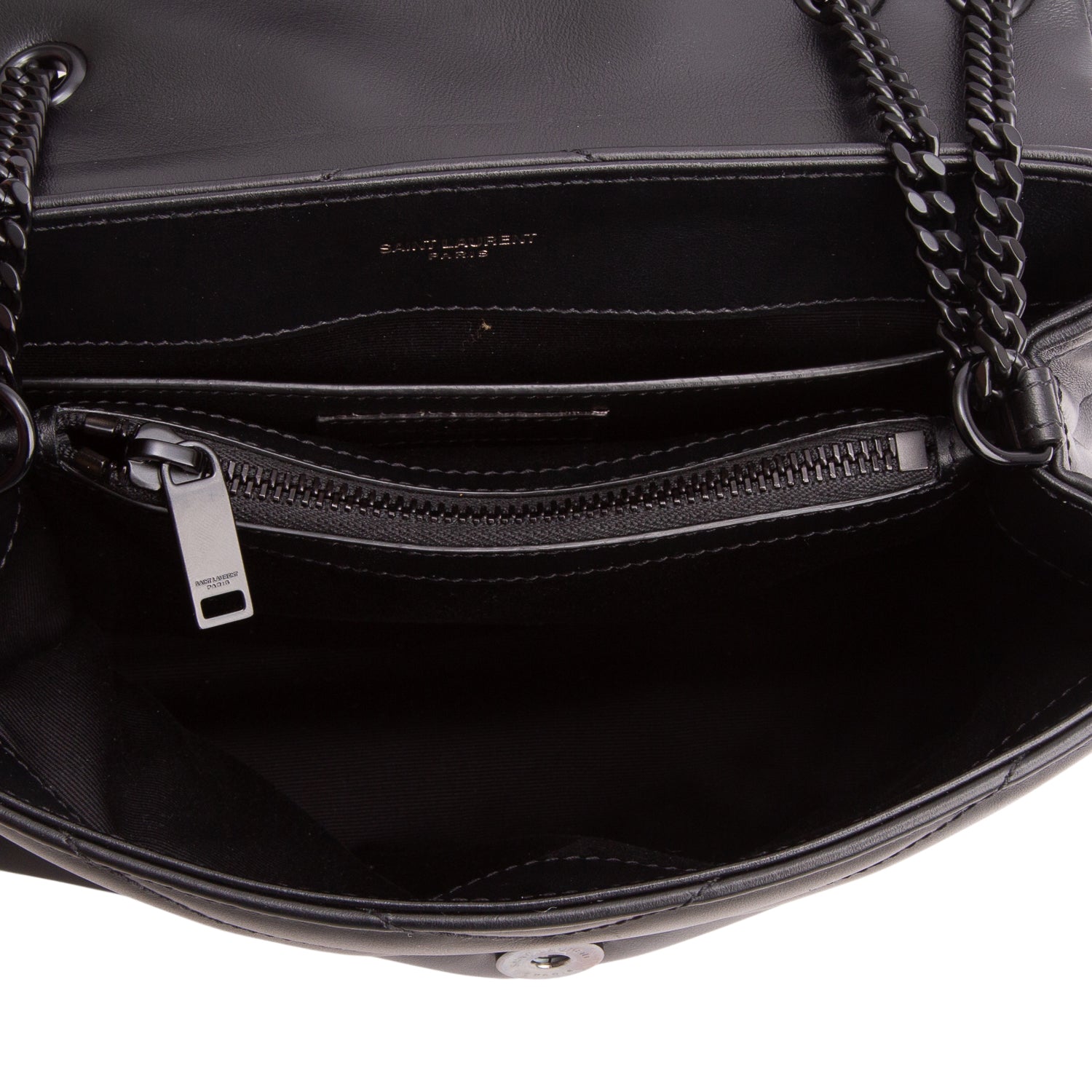 Saint Laurent 2021 Black Calfskin Y Quilted Monogram Small Loulou Chain Satchel