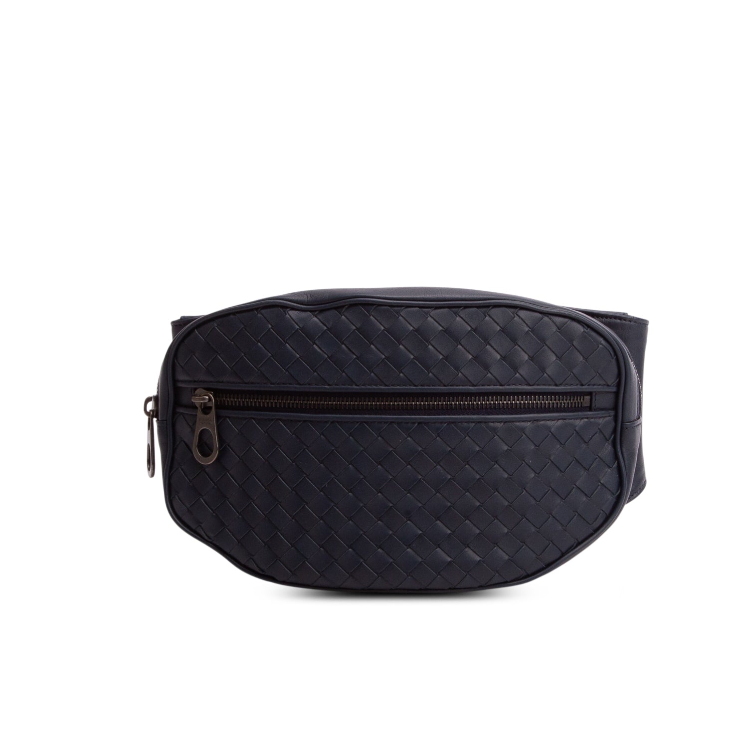 Bottega Veneta Navy Calfskin Intrecciato Belt Bag