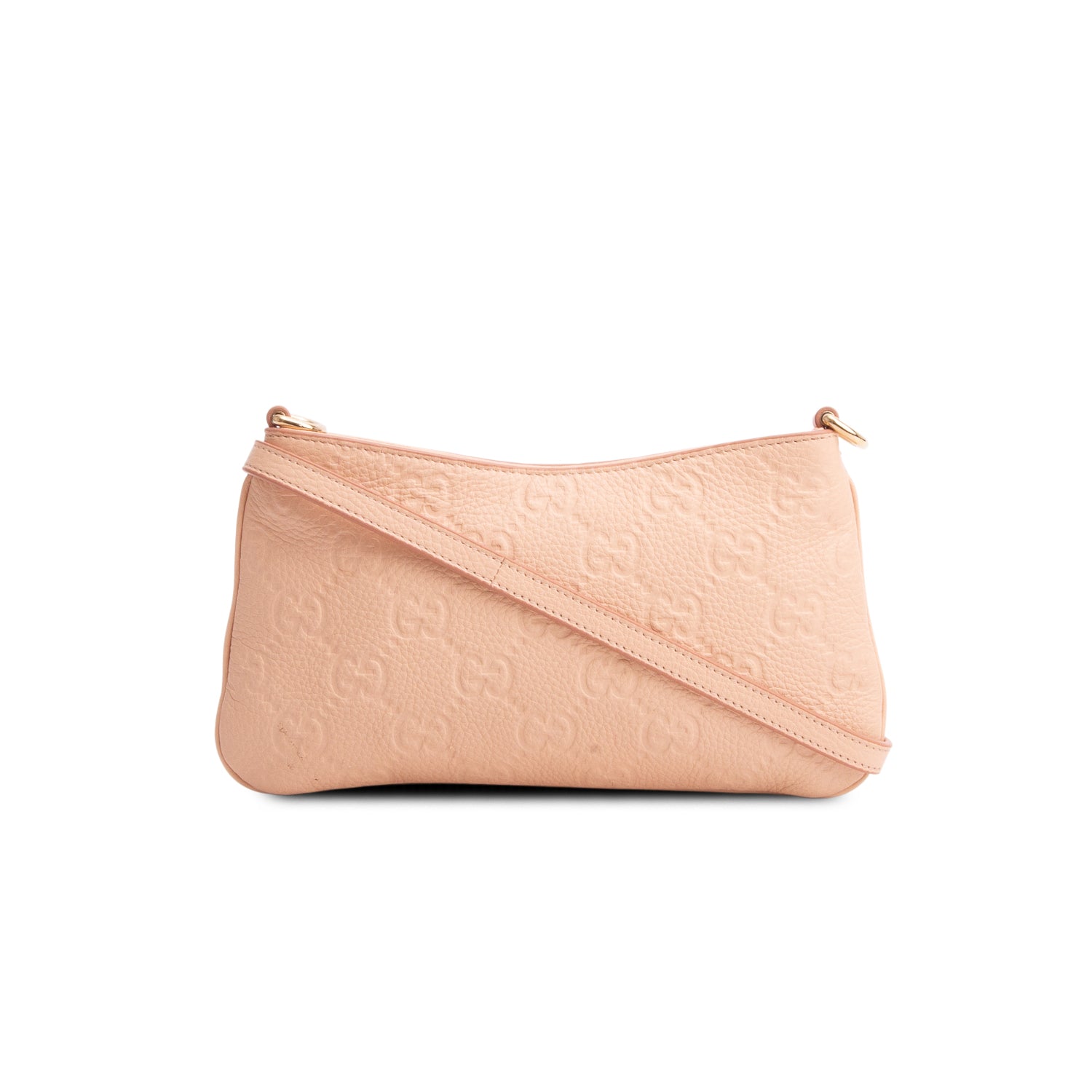 Gucci Pink GG Grainy Calfskin Emblem Super Mini Shoulder Bag w/ Box & Straps