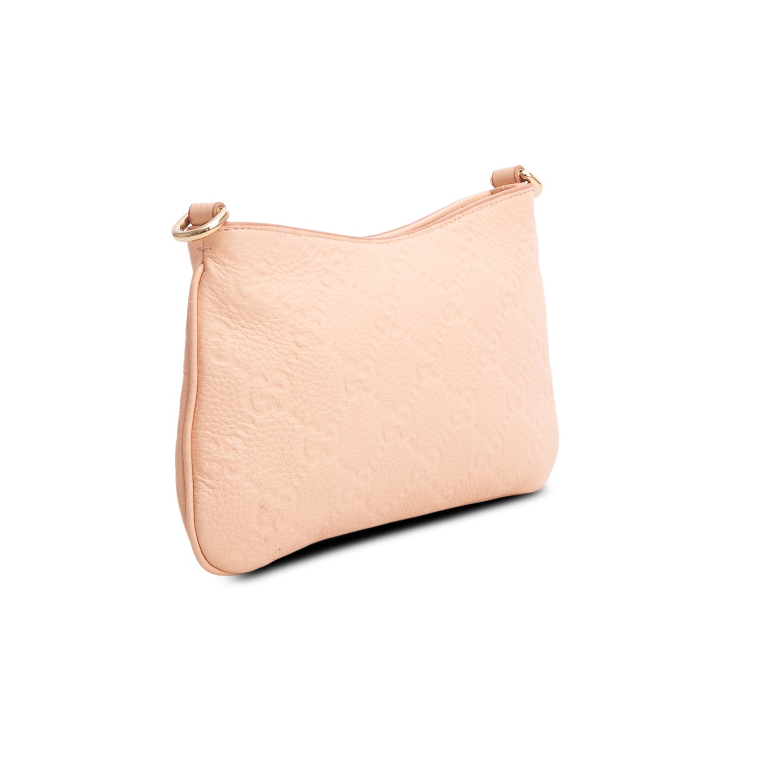 Gucci Pink GG Grainy Calfskin Emblem Super Mini Shoulder Bag w/ Box & Straps