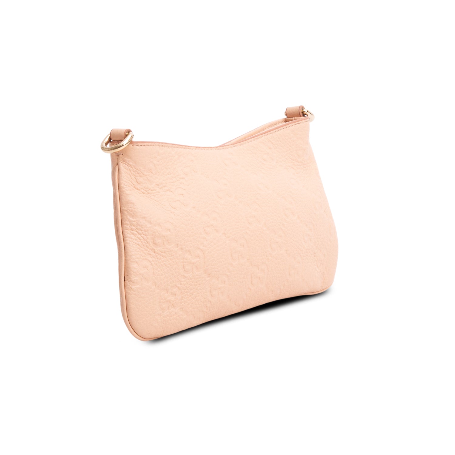 Gucci Pink GG Grainy Calfskin Emblem Super Mini Shoulder Bag w/ Box & Straps