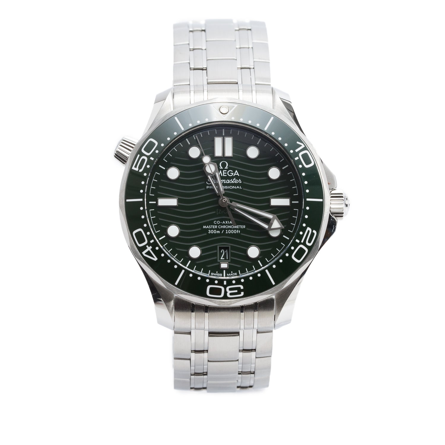 Omega 2024 Stainless Steel Seamaster Diver 300M Co-Axial Master Chronometer 42 MM Automatic Watch Green Dial w/ Box, Papers & Extra Strap
