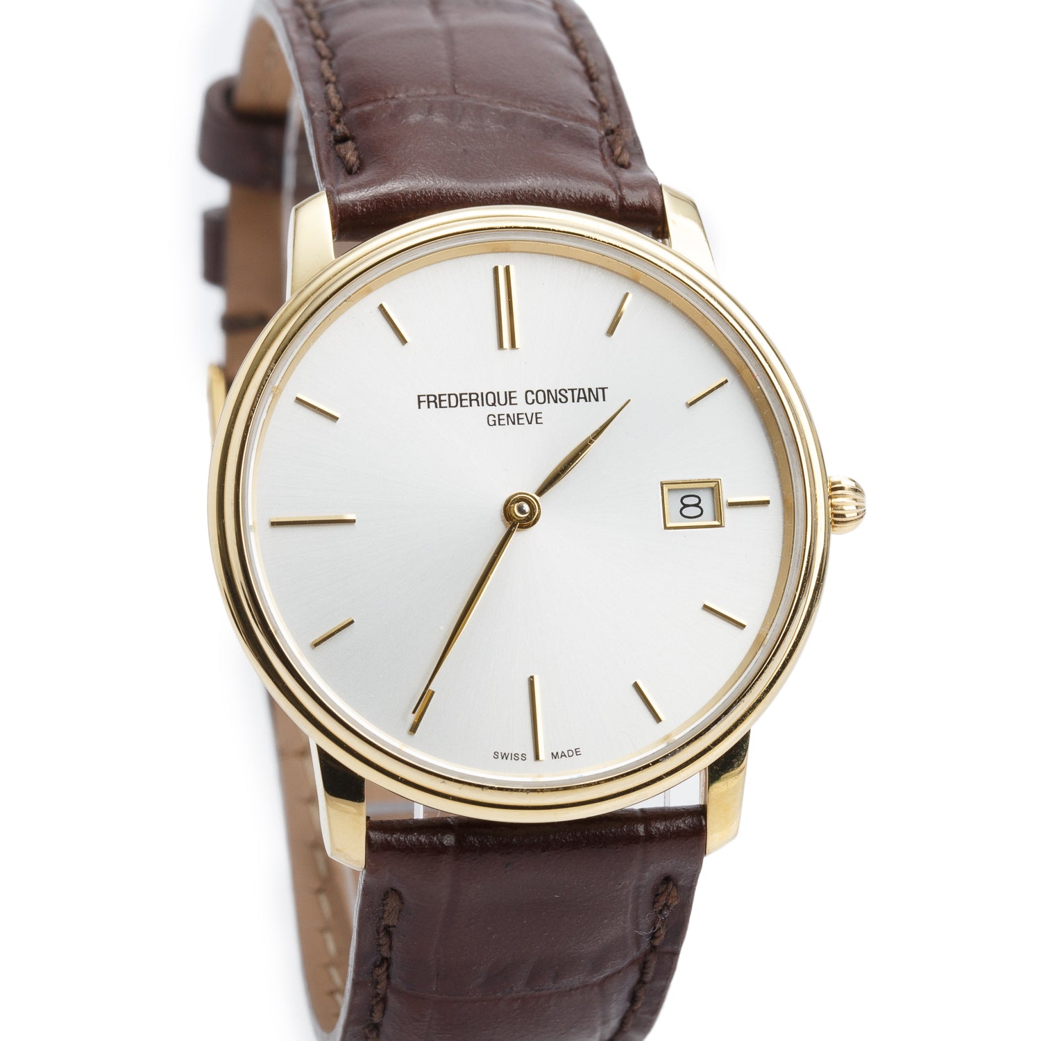Frederique Constant Gold Plated Stainless Steel Slimline 37 MM Quartz Watch w/ Box