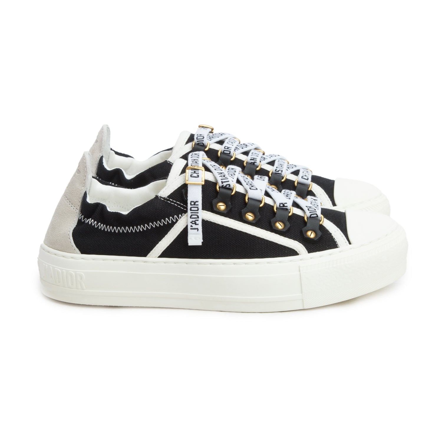 Christian Dior 2021 Black Canvas & Suede Walk'N'Dior Sneakers, Women's Size 34.5 w/ Box