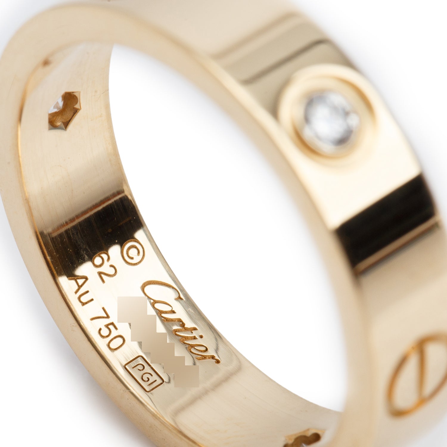 Cartier 2022 18k Yellow Gold 3 Diamond 5.5 MM Love Ring, Size 62 10 w/ Receipt