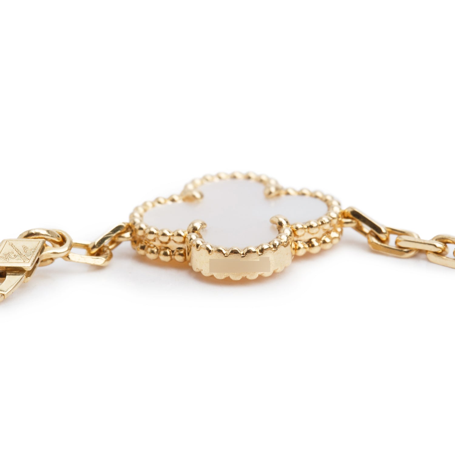 Van Cleef & Arpels 18k Yellow Gold Vintage Alhambra 5 Motif Mother of Pearl Bracelet w/ Box & Certificate
