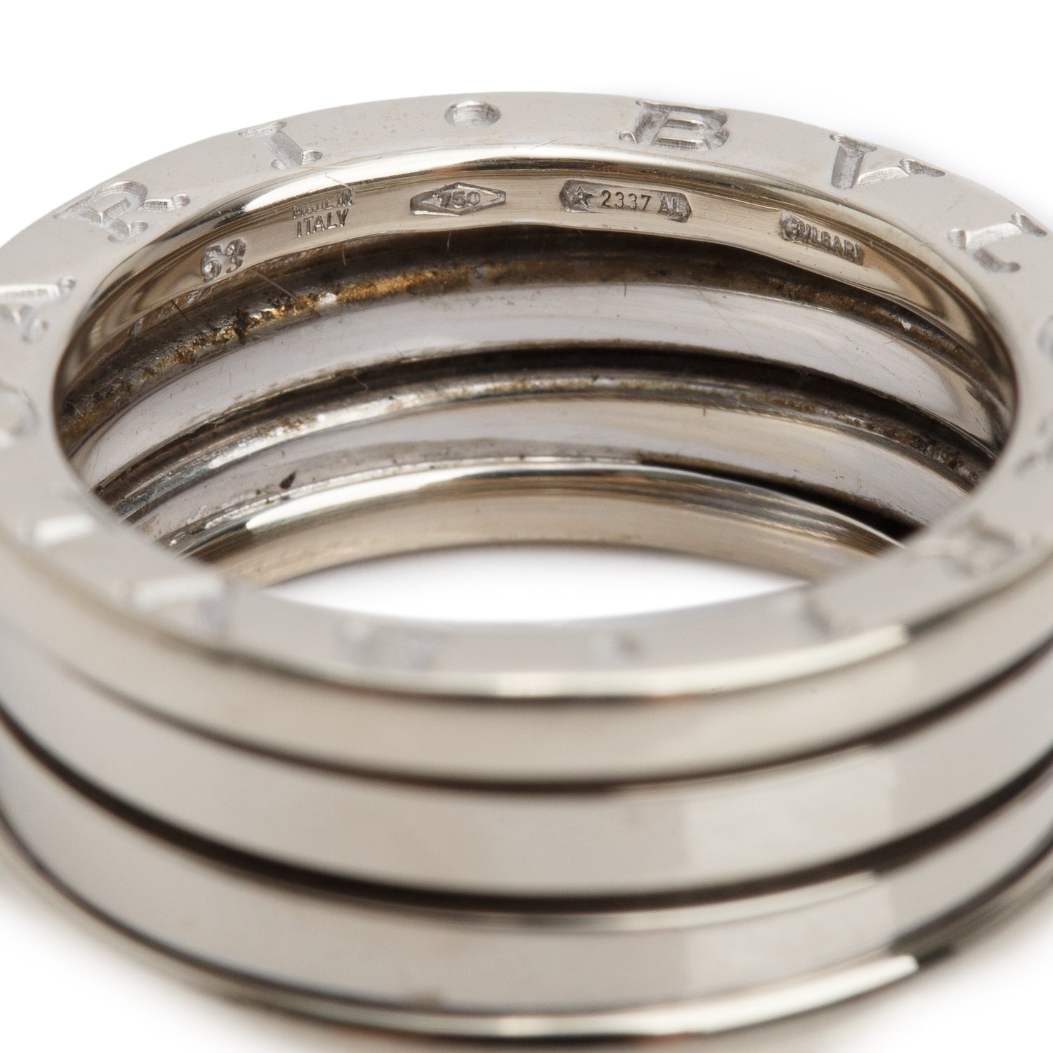BVLGARI 18k White Gold B.Zero1 Three-Band Ring, Size 53 6.25 w/ Box