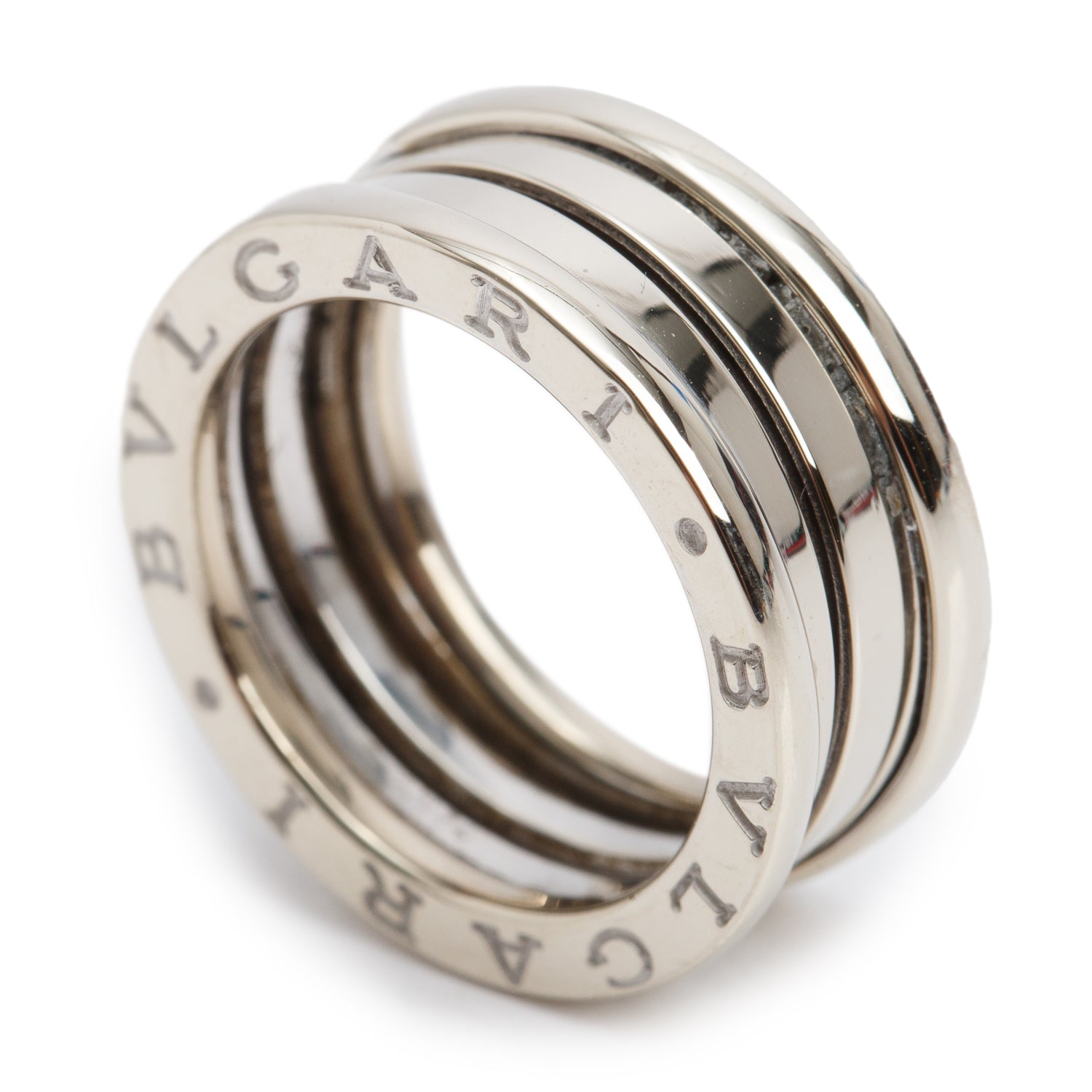 BVLGARI 18k White Gold B.Zero1 Three-Band Ring, Size 53 6.25 w/ Box