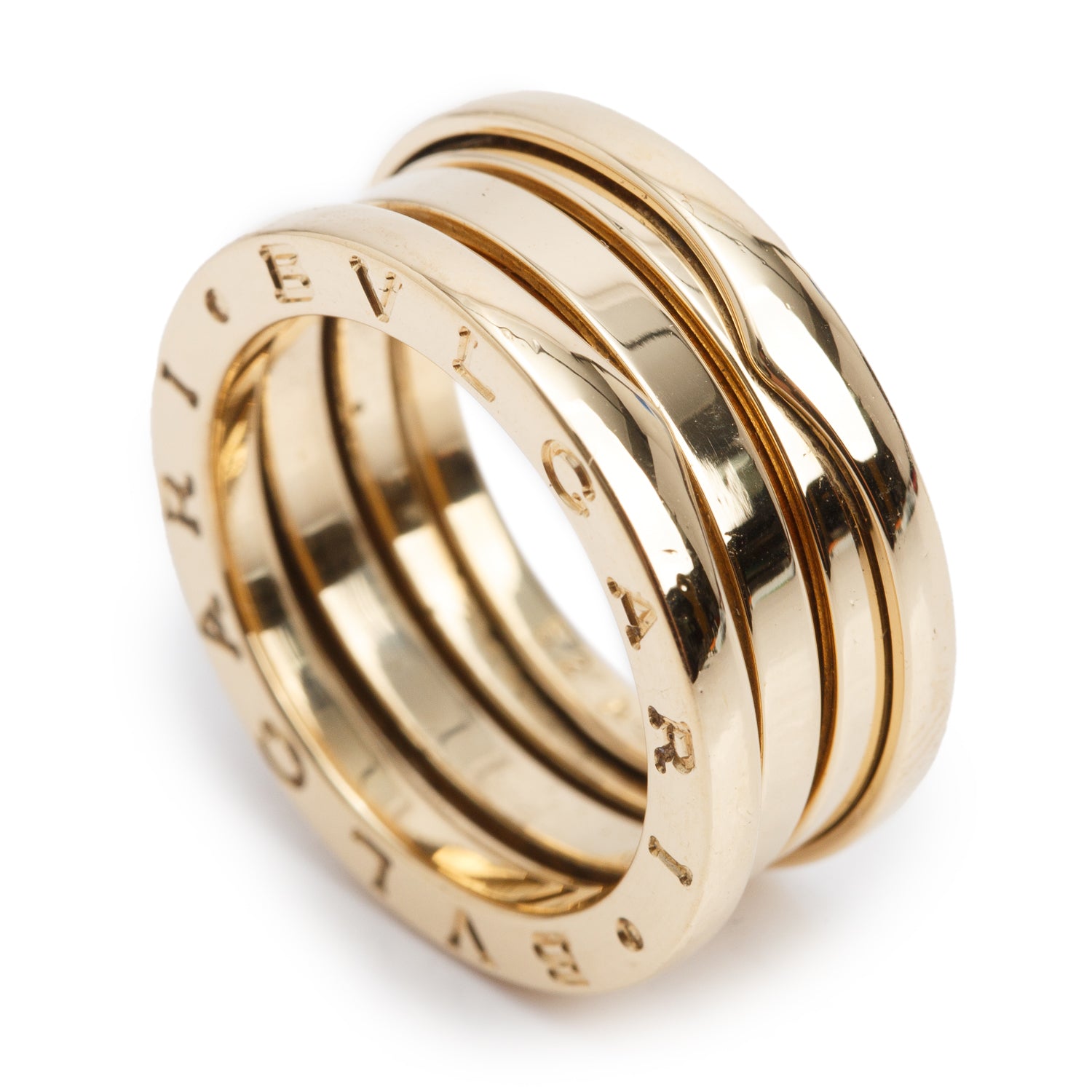 BVLGARI 18k Yellow Gold B.Zero1 3-Band Ring, Size 52 6 w/ Box