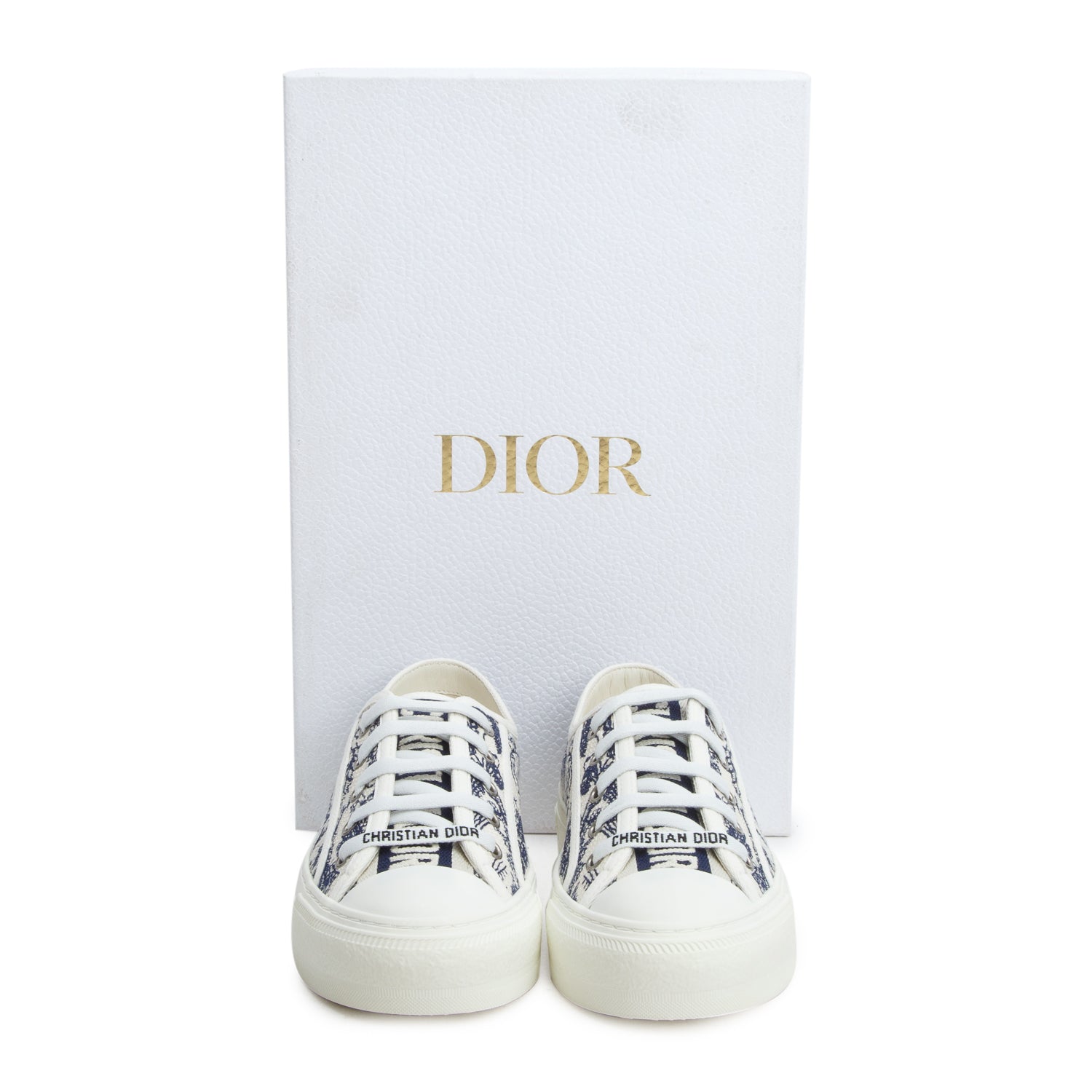 Christian Dior 2021 Blue Toile de Jouy Embroidered Cotton Walk'n'Dior Sneakers, Women's Size 35 w/ Box