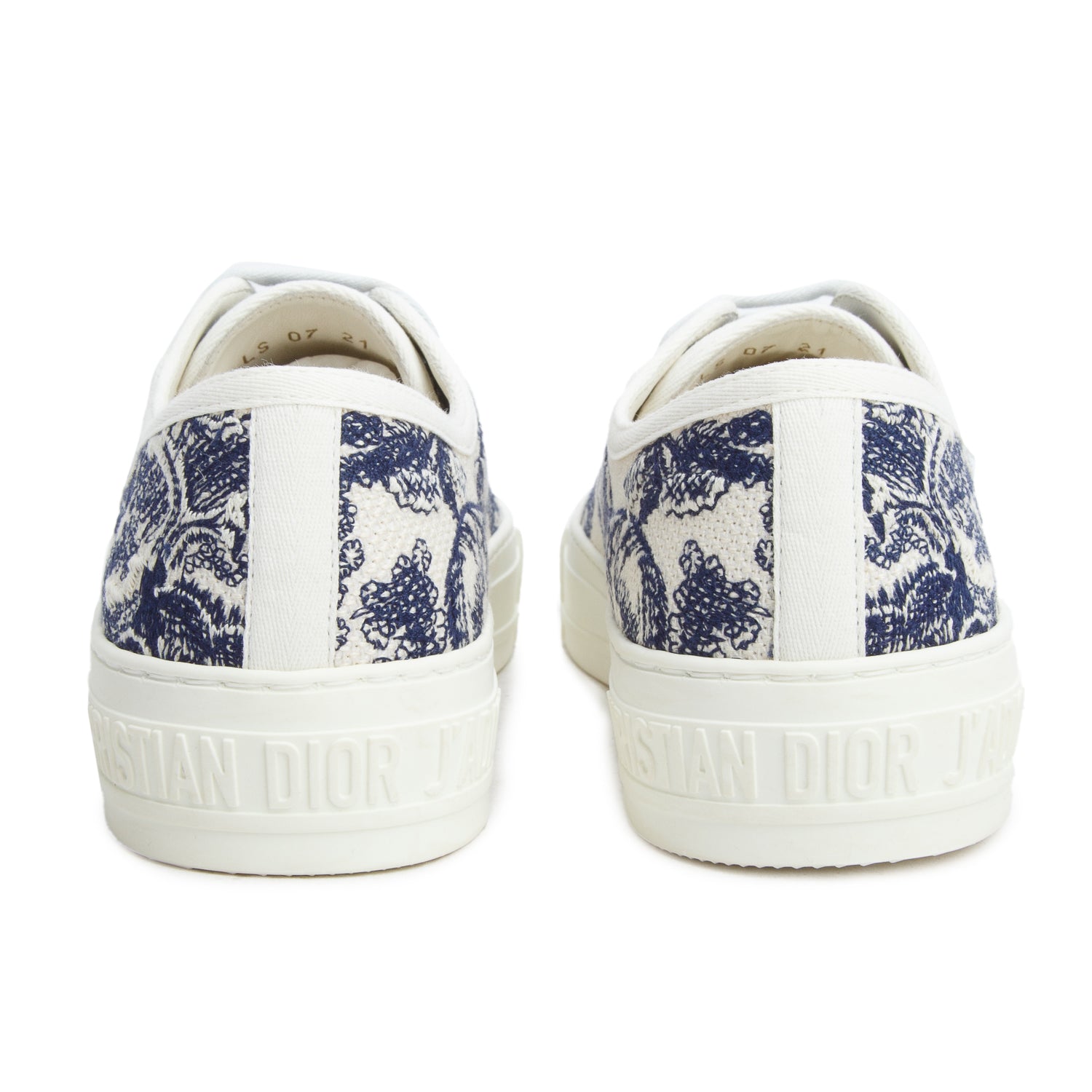 Christian Dior 2021 Blue Toile de Jouy Embroidered Cotton Walk'n'Dior Sneakers, Women's Size 35 w/ Box
